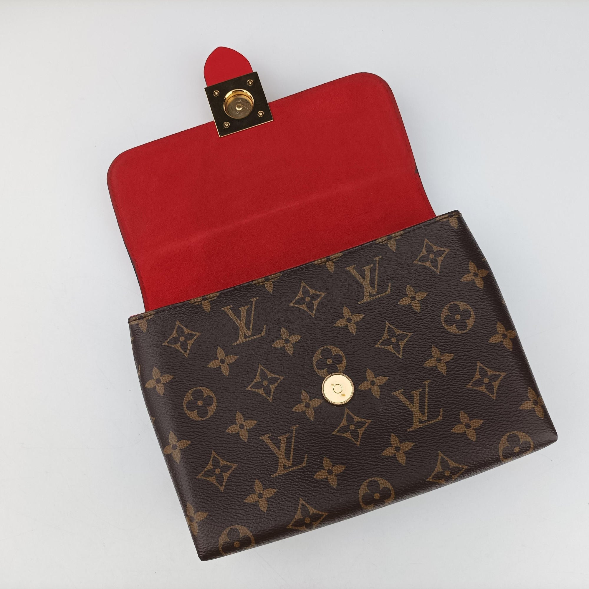 Pre-owned Louis Vuitton Locky BB Monogram/Brown×Coqulicot Monogram canvas×calf leather M44322 shoulderbag | stylenewstar