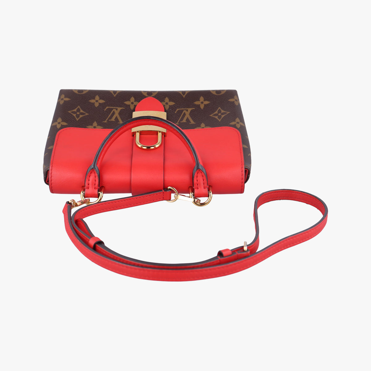 Pre-owned Louis Vuitton Locky BB Monogram/Brown×Coqulicot Monogram canvas×calf leather M44322 shoulderbag | stylenewstar