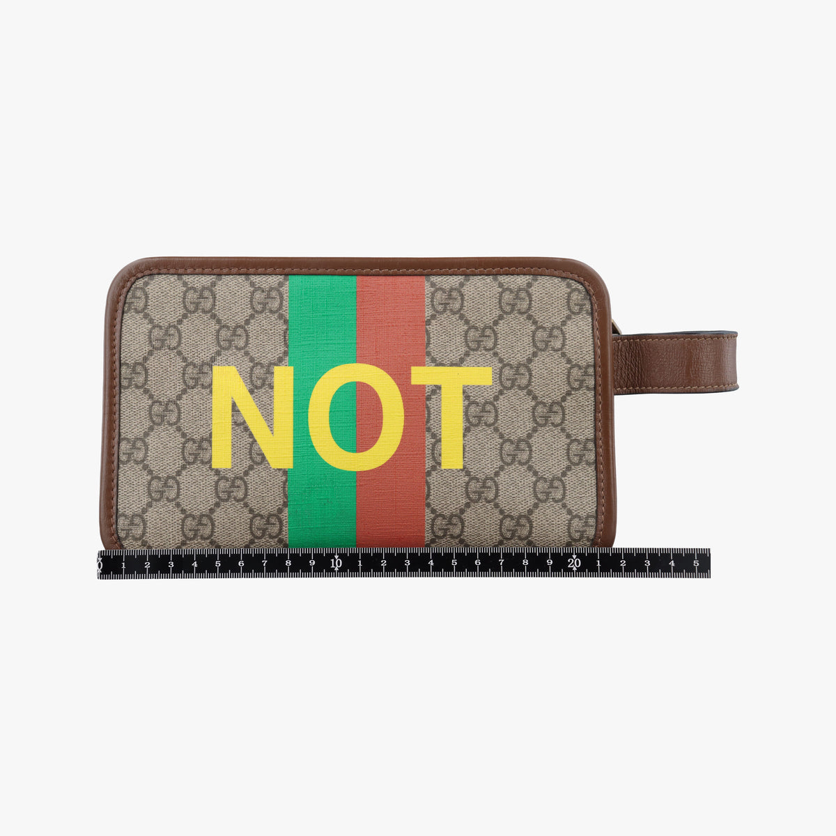 Pre-owned Gucci Fake/Not GG Supreme Brown PVC coated canvas 636243 clutchbag | stylenewstar
