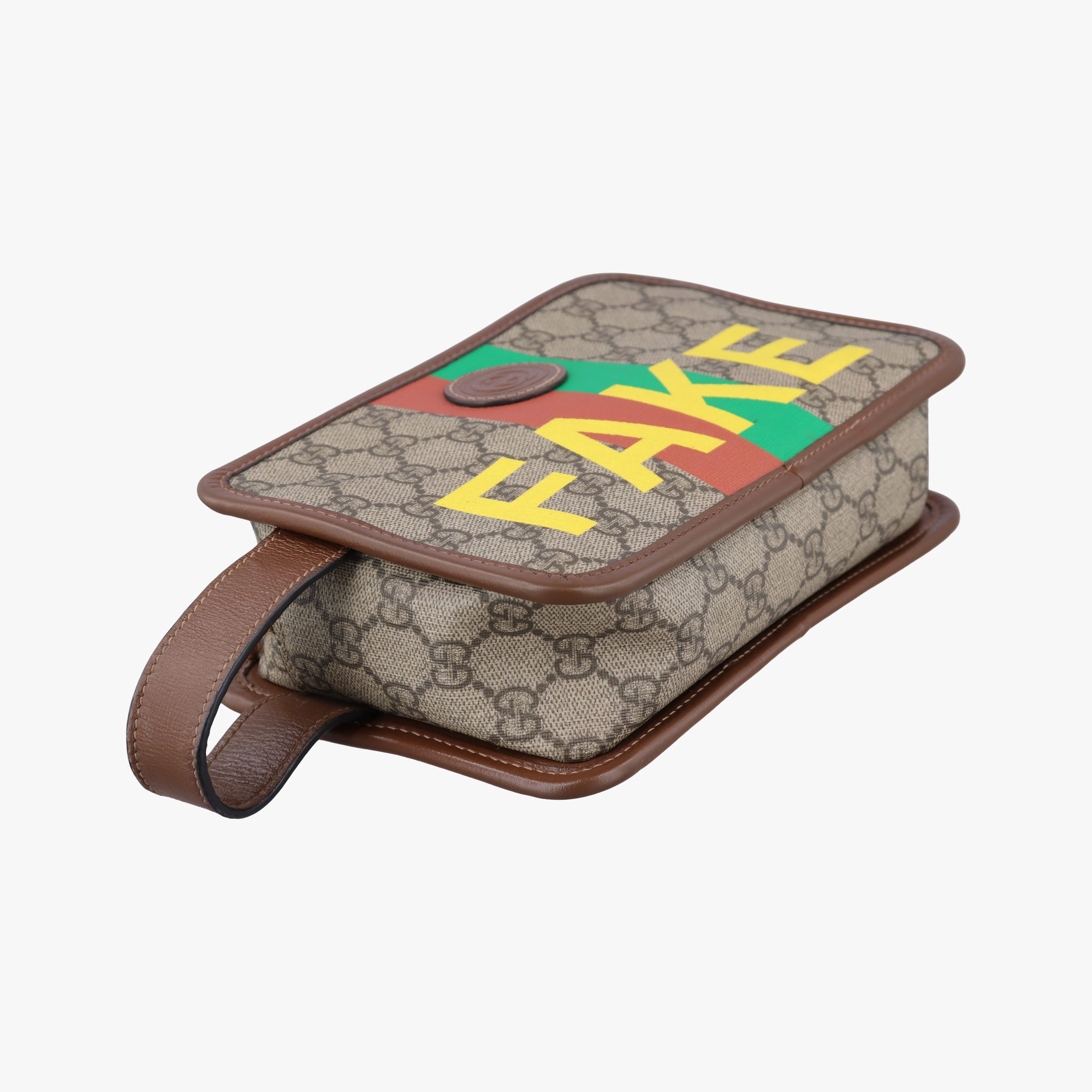 Pre-owned Gucci Fake/Not GG Supreme Brown PVC coated canvas 636243 clutchbag | stylenewstar