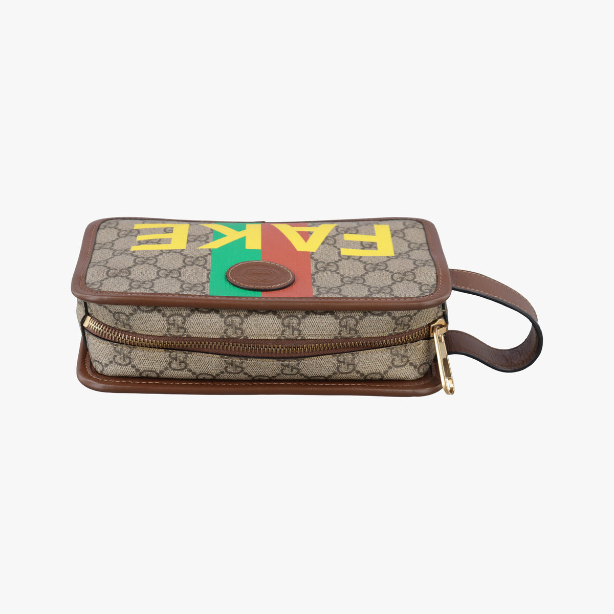 Pre-owned Gucci Fake/Not GG Supreme Brown PVC coated canvas 636243 clutchbag | stylenewstar