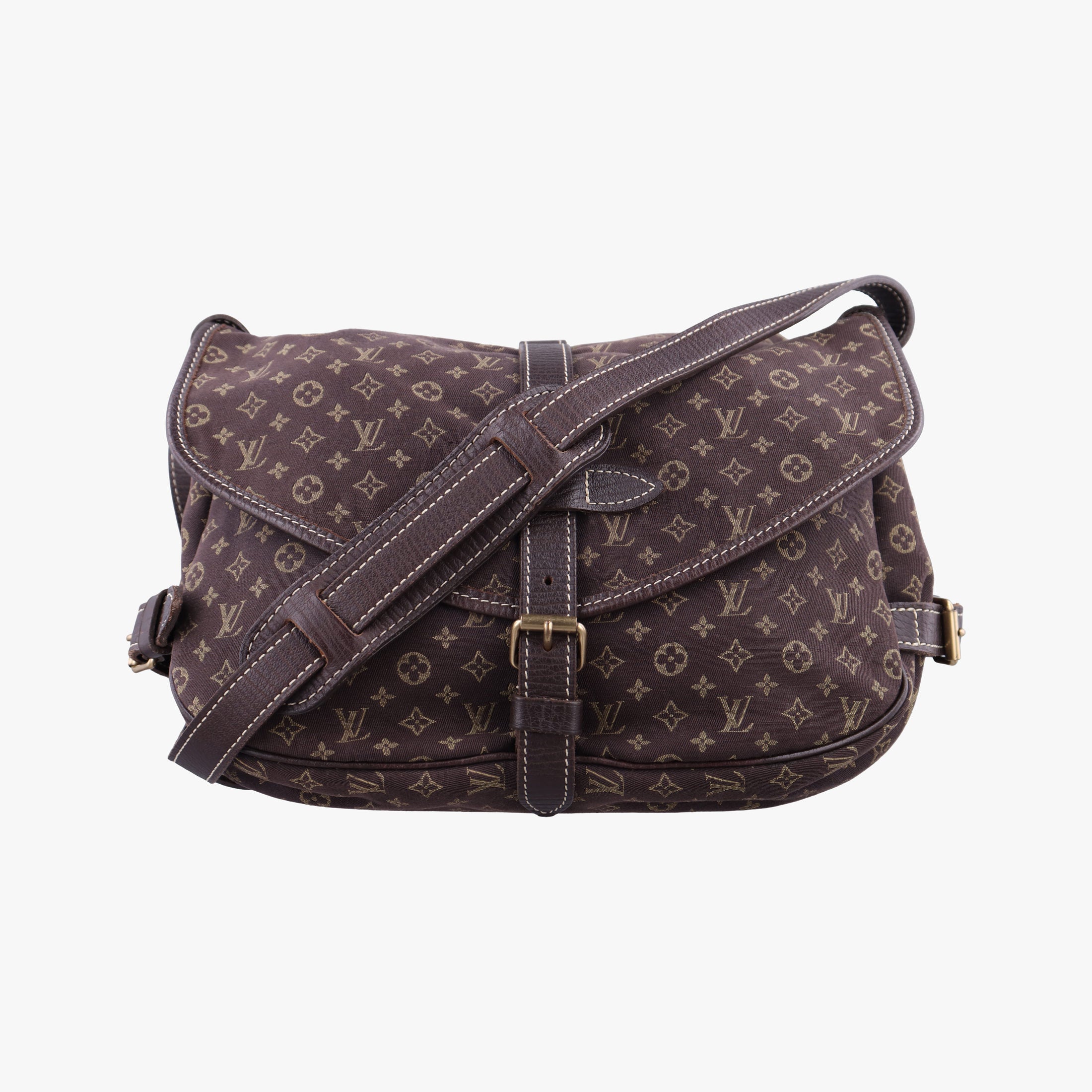 Pre-owned Louis Vuitton Monogram Mini Lin Saumur 30 Ebene Cotton × Linen × Leather M95227 shoulderbag | stylenewstar