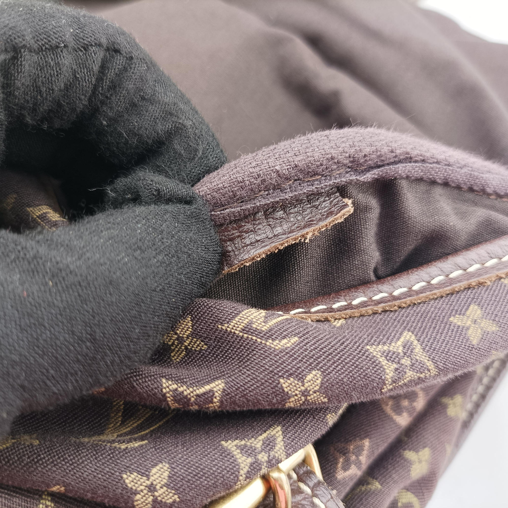 Pre-owned Louis Vuitton Monogram Mini Lin Saumur 30 Ebene Cotton × Linen × Leather M95227 shoulderbag | stylenewstar