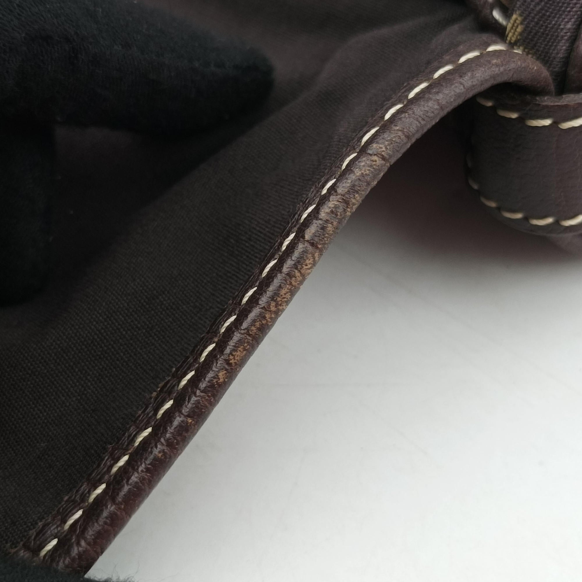 Pre-owned Louis Vuitton Monogram Mini Lin Saumur 30 Ebene Cotton × Linen × Leather M95227 shoulderbag | stylenewstar