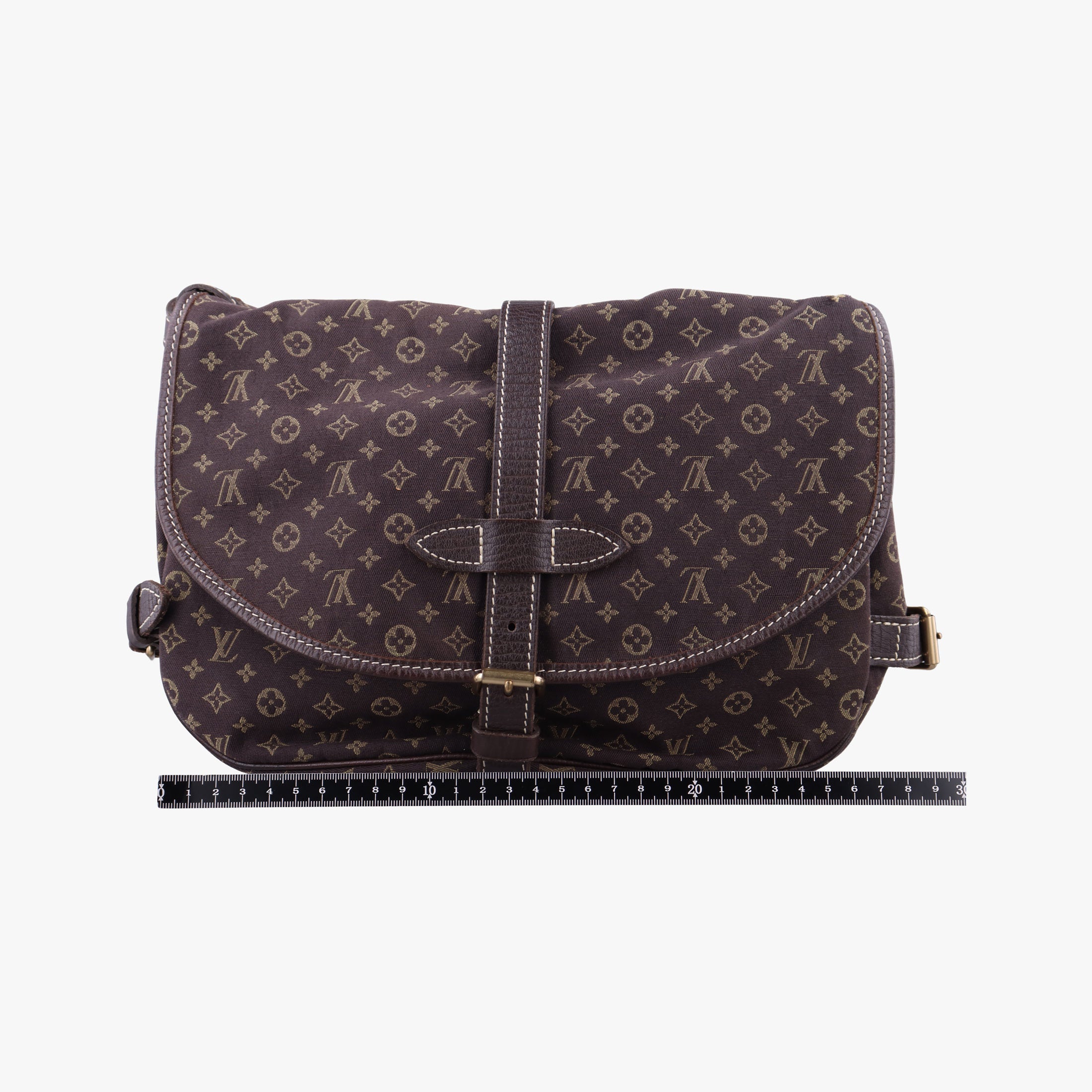 Pre-owned Louis Vuitton Monogram Mini Lin Saumur 30 Ebene Cotton × Linen × Leather M95227 shoulderbag | stylenewstar