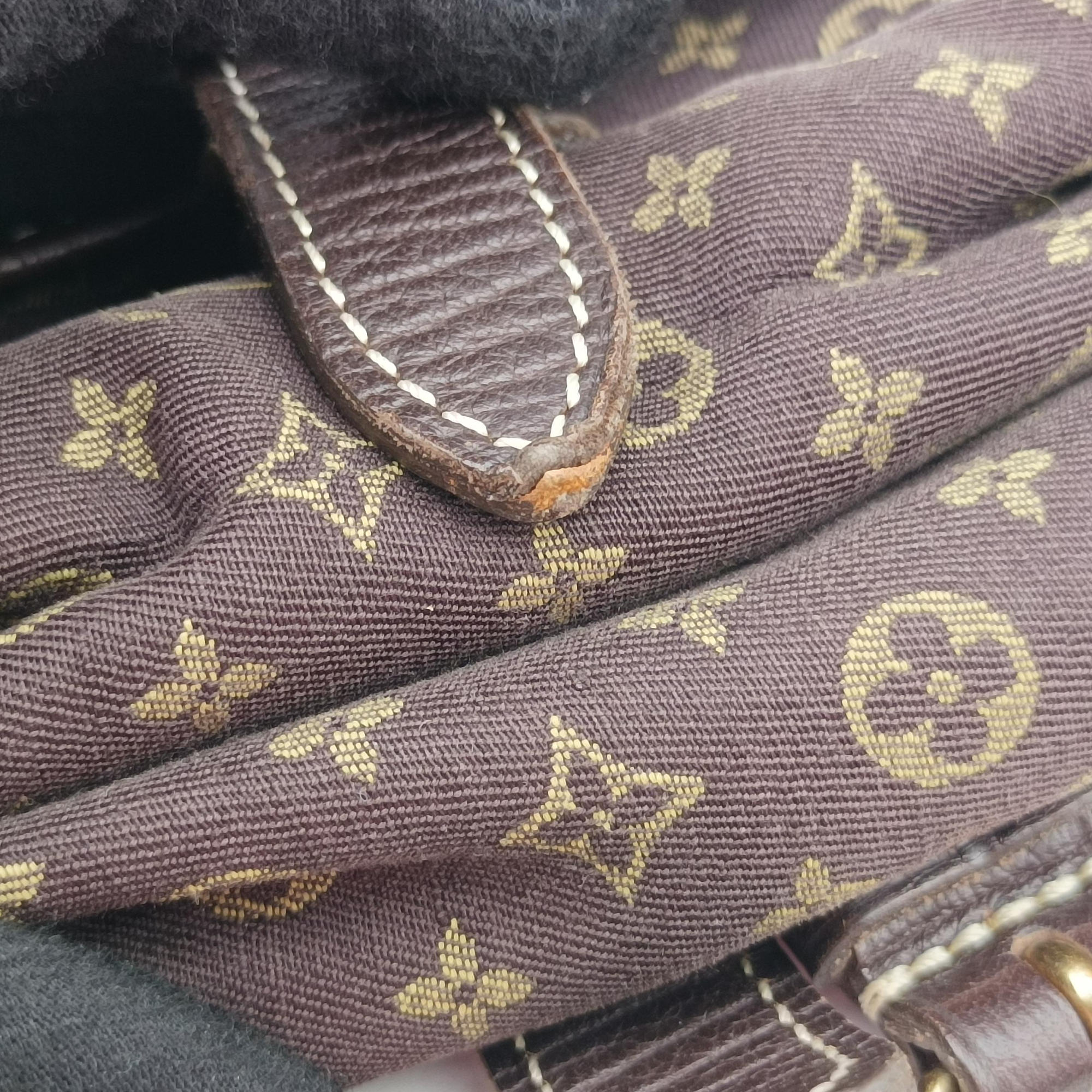 Pre-owned Louis Vuitton Monogram Mini Lin Saumur 30 Ebene Cotton × Linen × Leather M95227 shoulderbag | stylenewstar