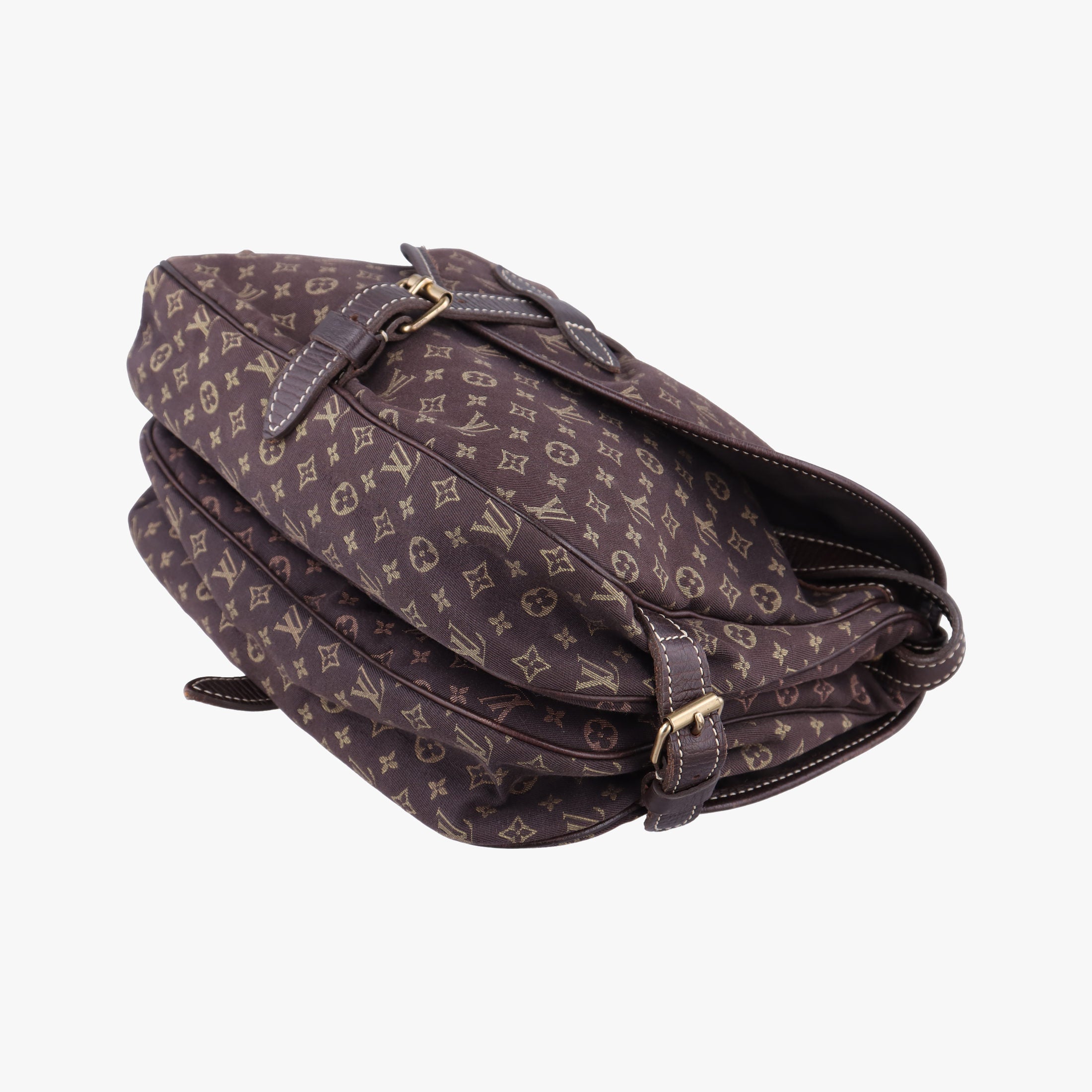 Pre-owned Louis Vuitton Monogram Mini Lin Saumur 30 Ebene Cotton × Linen × Leather M95227 shoulderbag | stylenewstar