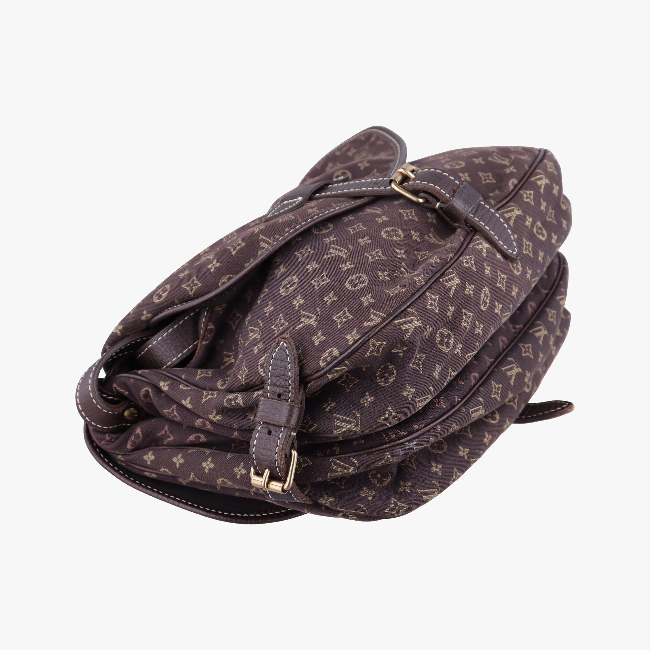 Pre-owned Louis Vuitton Monogram Mini Lin Saumur 30 Ebene Cotton × Linen × Leather M95227 shoulderbag | stylenewstar