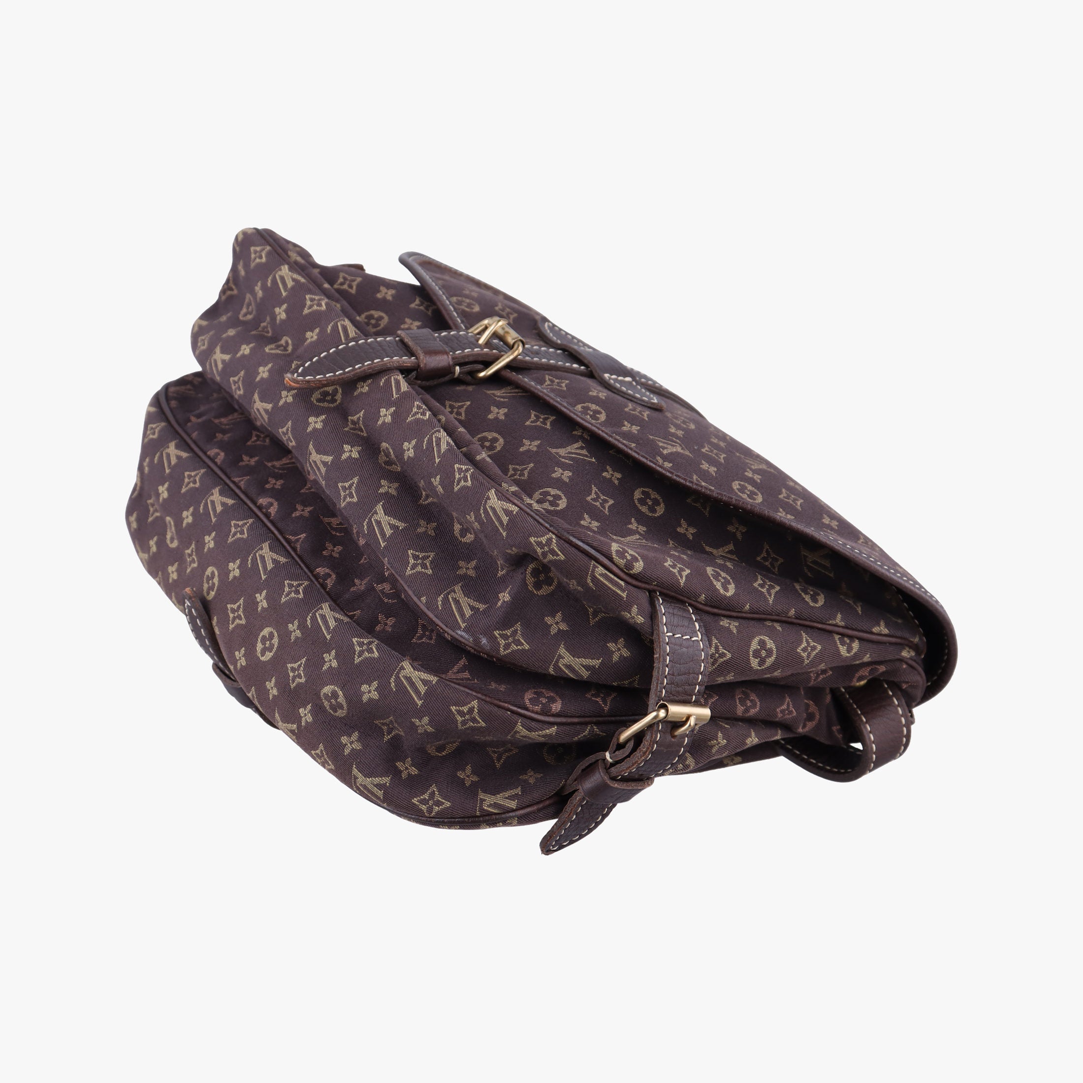 Pre-owned Louis Vuitton Monogram Mini Lin Saumur 30 Ebene Cotton × Linen × Leather M95227 shoulderbag | stylenewstar