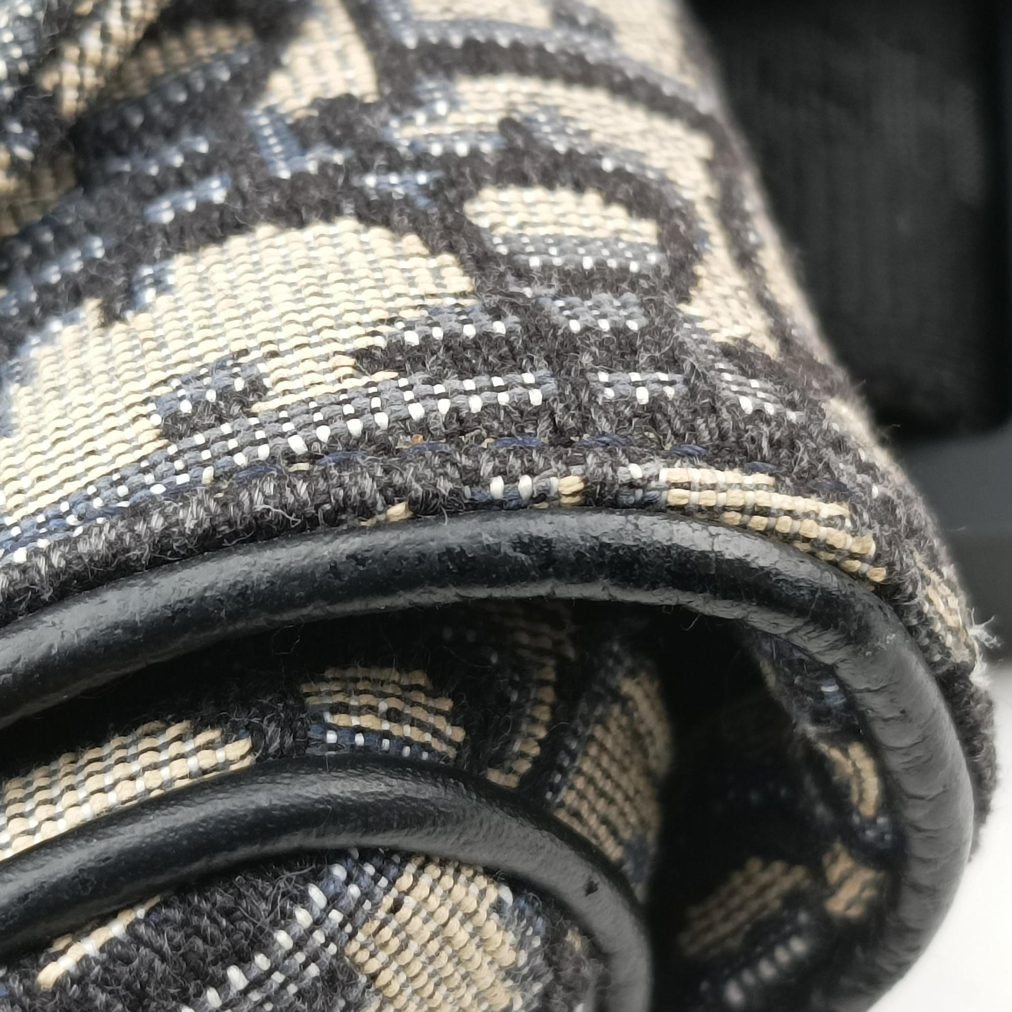 Pre-owned Christian Dior saddle Navy×Gray Jacquard  crossbodybag | stylenewstar