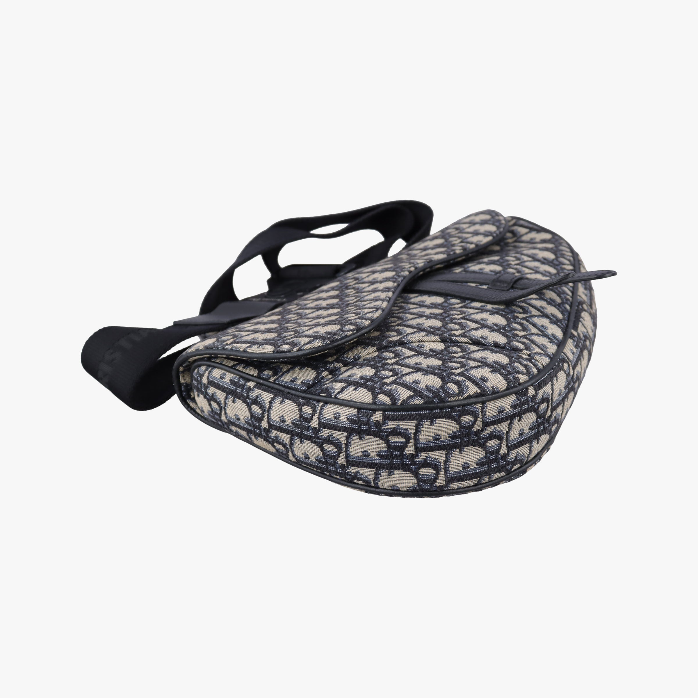 Pre-owned Christian Dior saddle Navy×Gray Jacquard  crossbodybag | stylenewstar