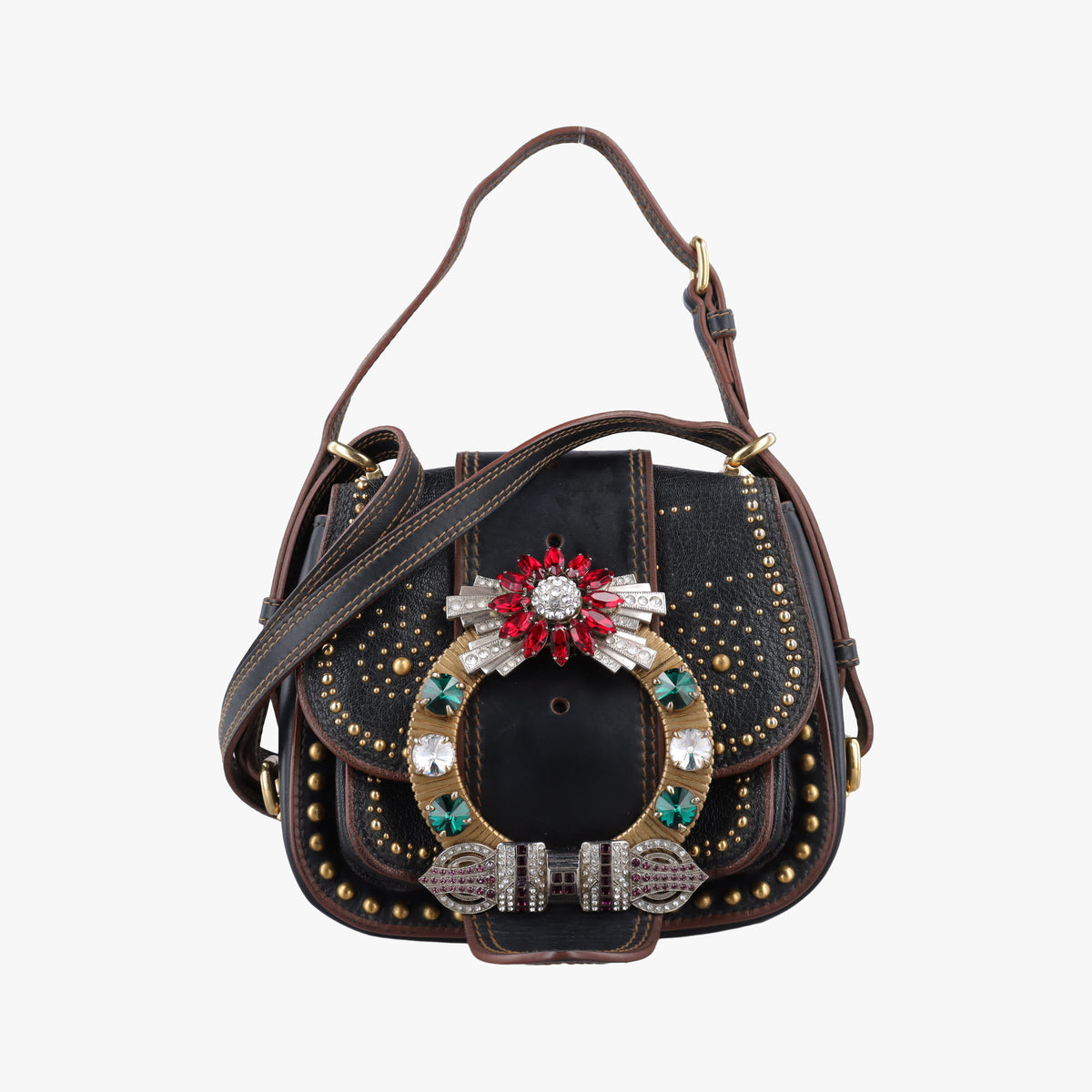 Pre-owned Miu Miu Miu Lady Black Leather  shoulderbag | stylenewstar