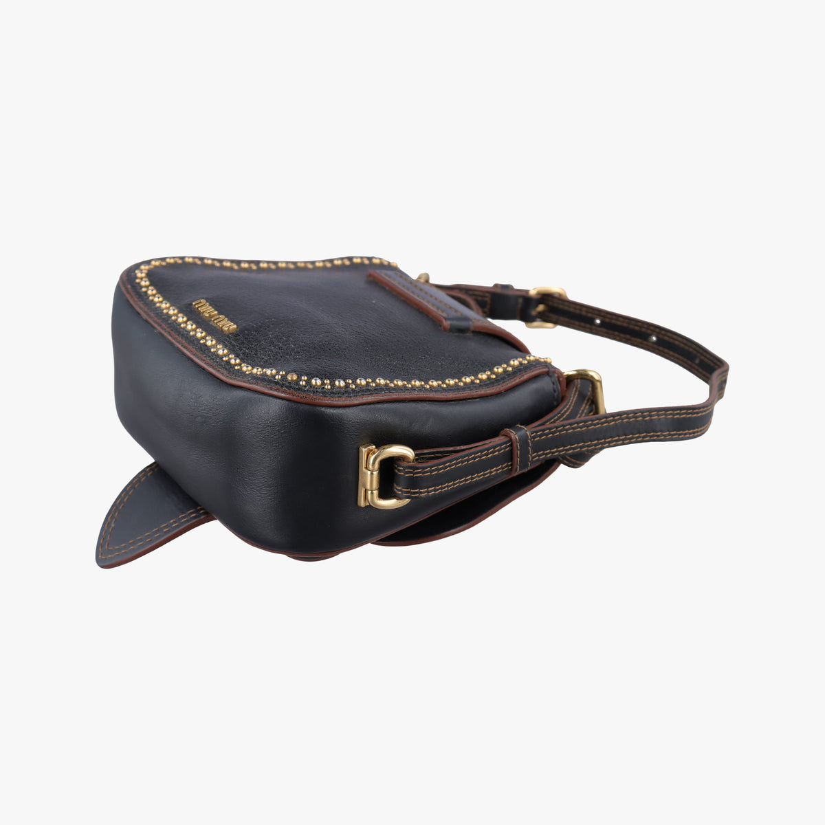 Pre-owned Miu Miu Miu Lady Black Leather  shoulderbag | stylenewstar