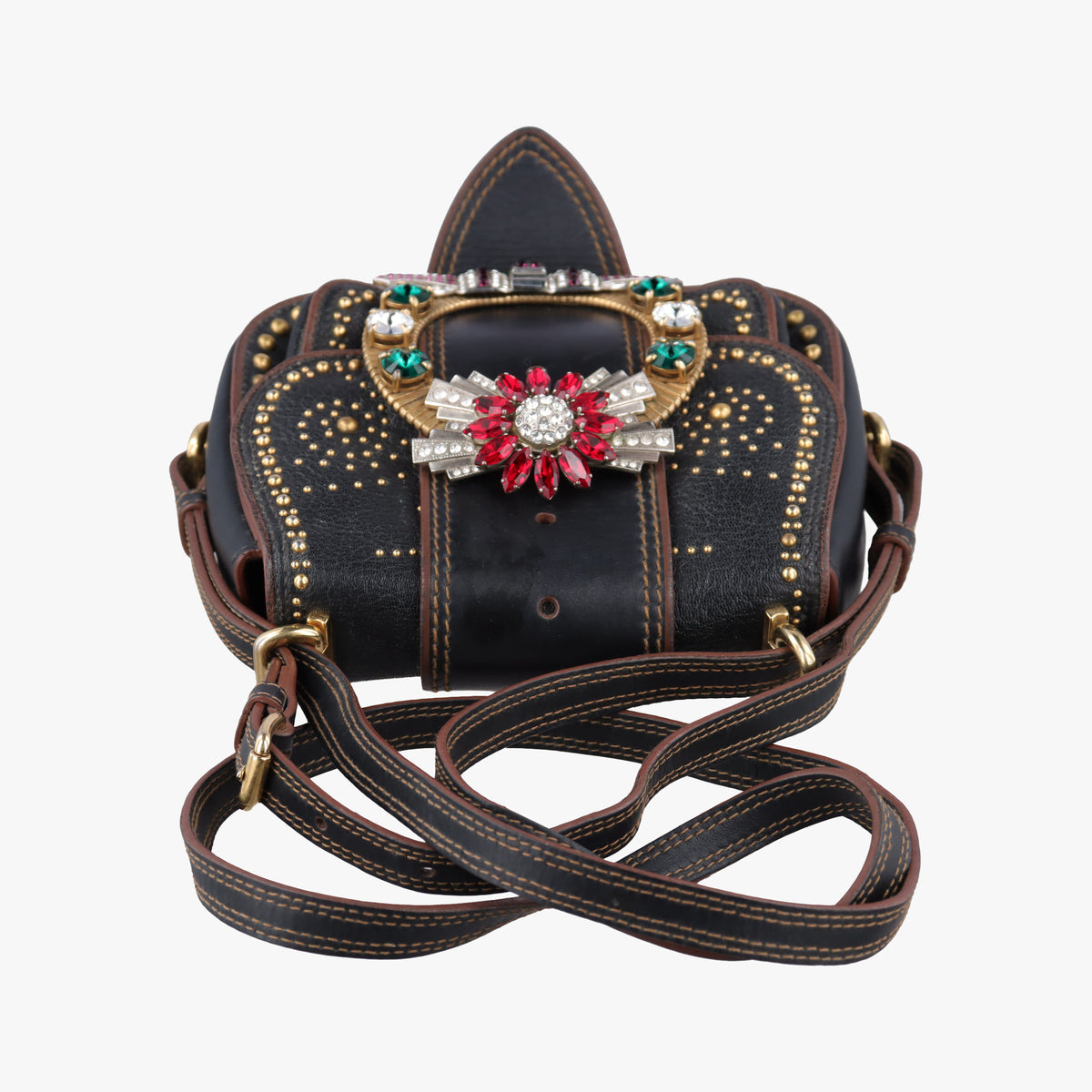 Pre-owned Miu Miu Miu Lady Black Leather  shoulderbag | stylenewstar