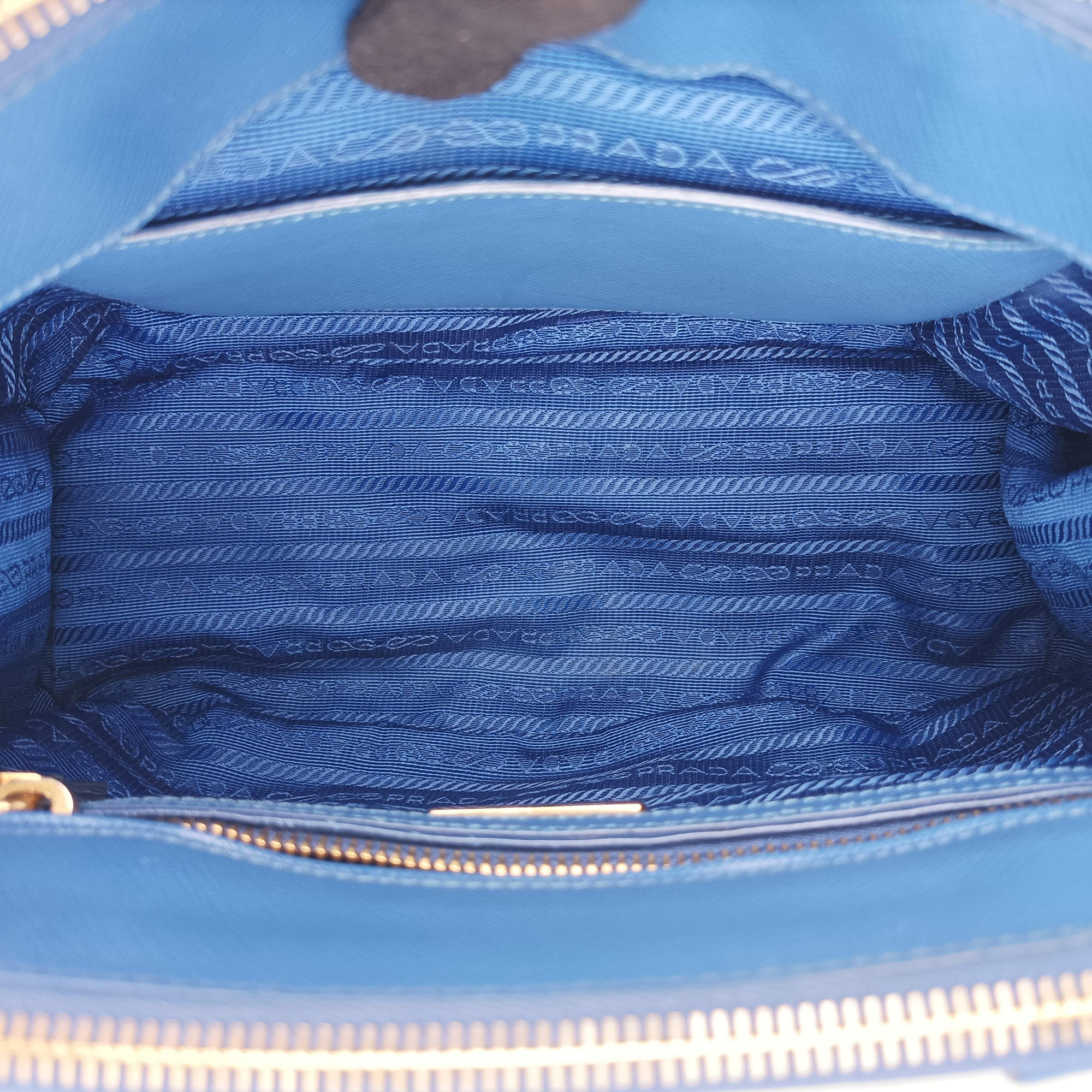 Pre-owned Prada Galleria Blue SAFFIANO Leather BN1801 shoulderbag | stylenewstar