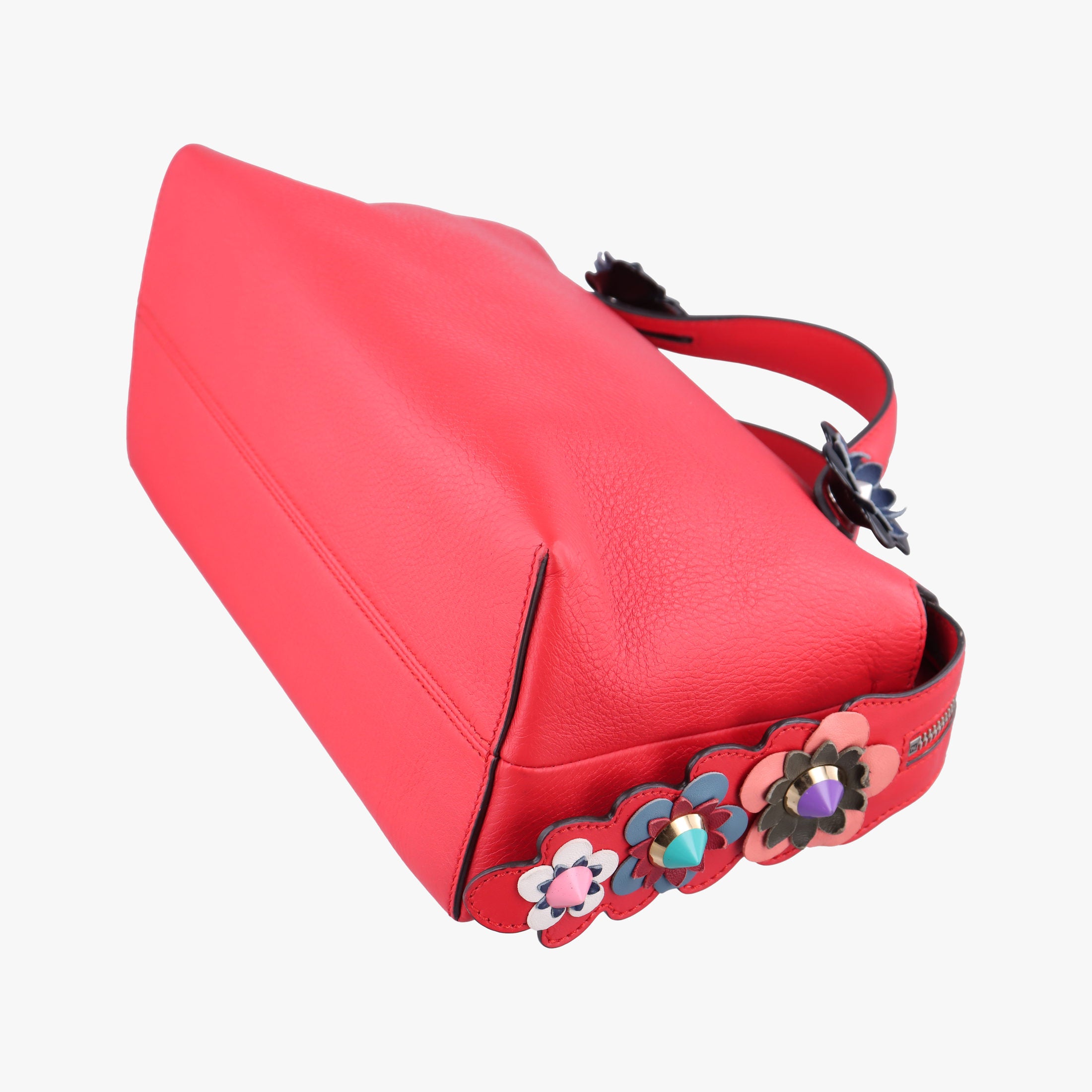 Pre-owned Fendi Small By The Way Red Leather 8BL124 shoulderbag | stylenewstar