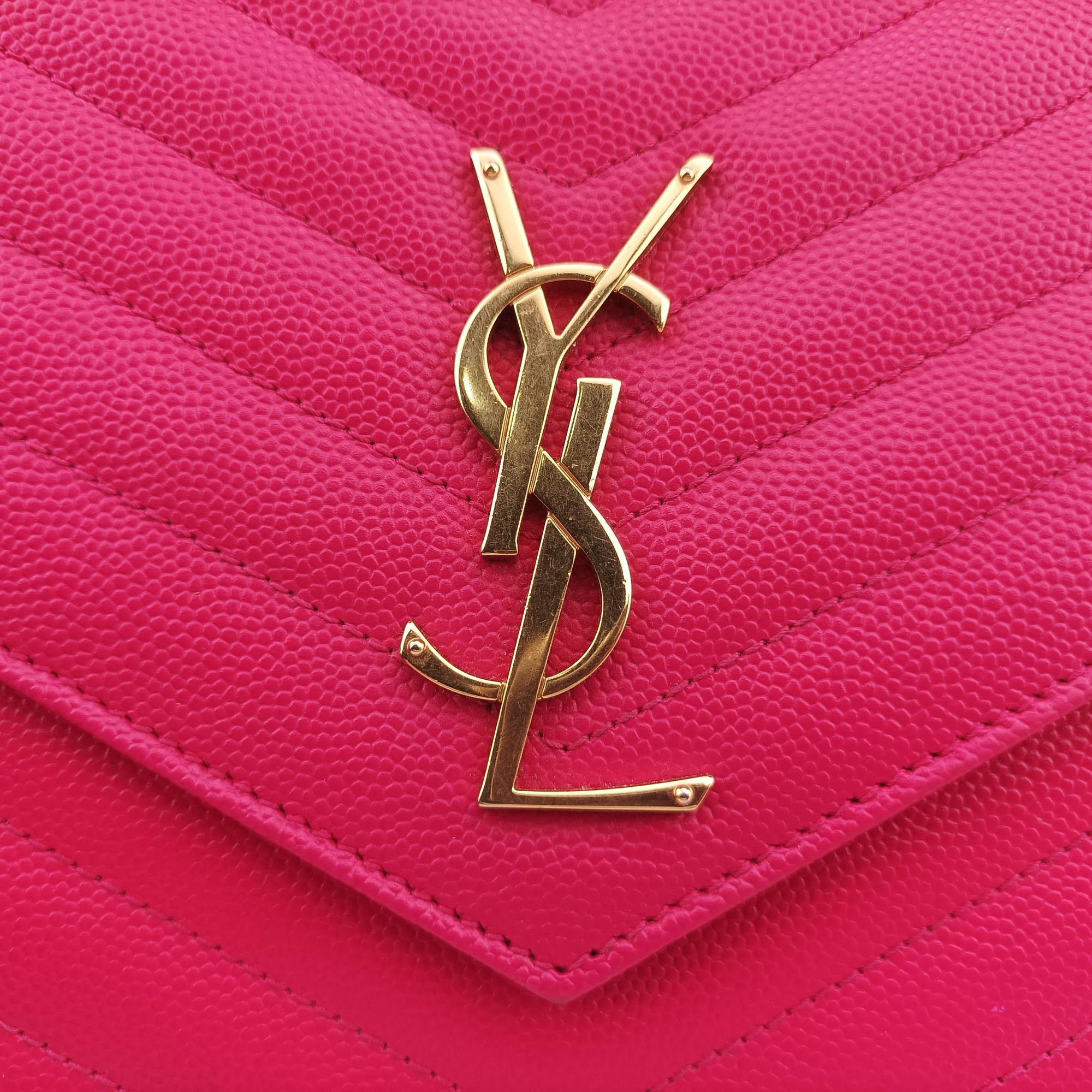 Pre-owned Yves Saint Laurent MONOGRAM Rose Leather 360452 shoulderbag | stylenewstar