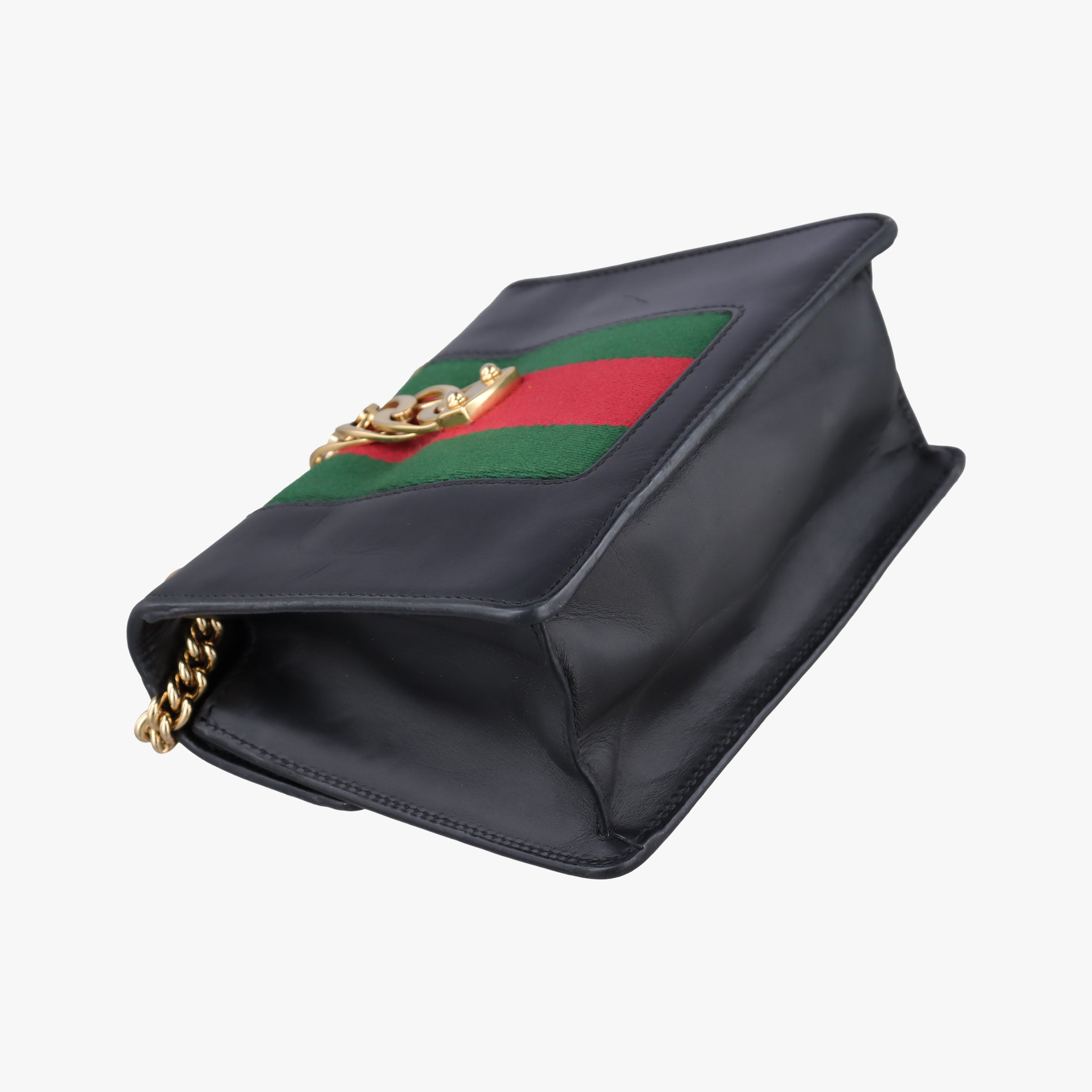 Pre-owned Gucci Sylvie Black×red×Green Leather 431666 handbag | stylenewstar