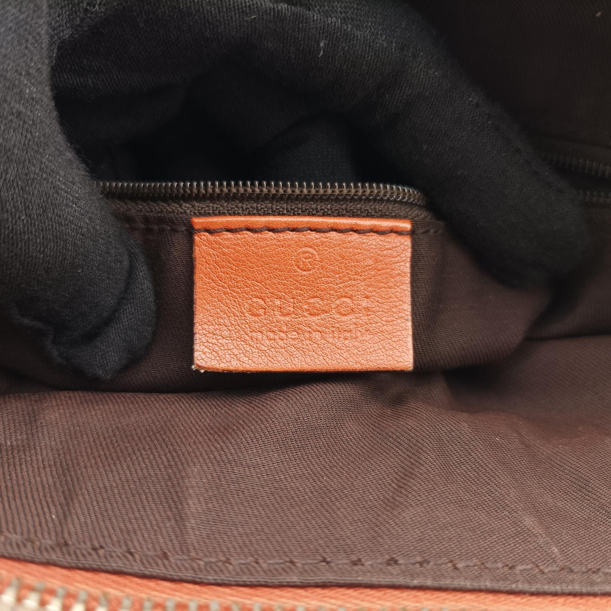 Pre-owned Gucci Abbey line Orange×Brown canvas×leather 203257 shoulderbag | stylenewstar
