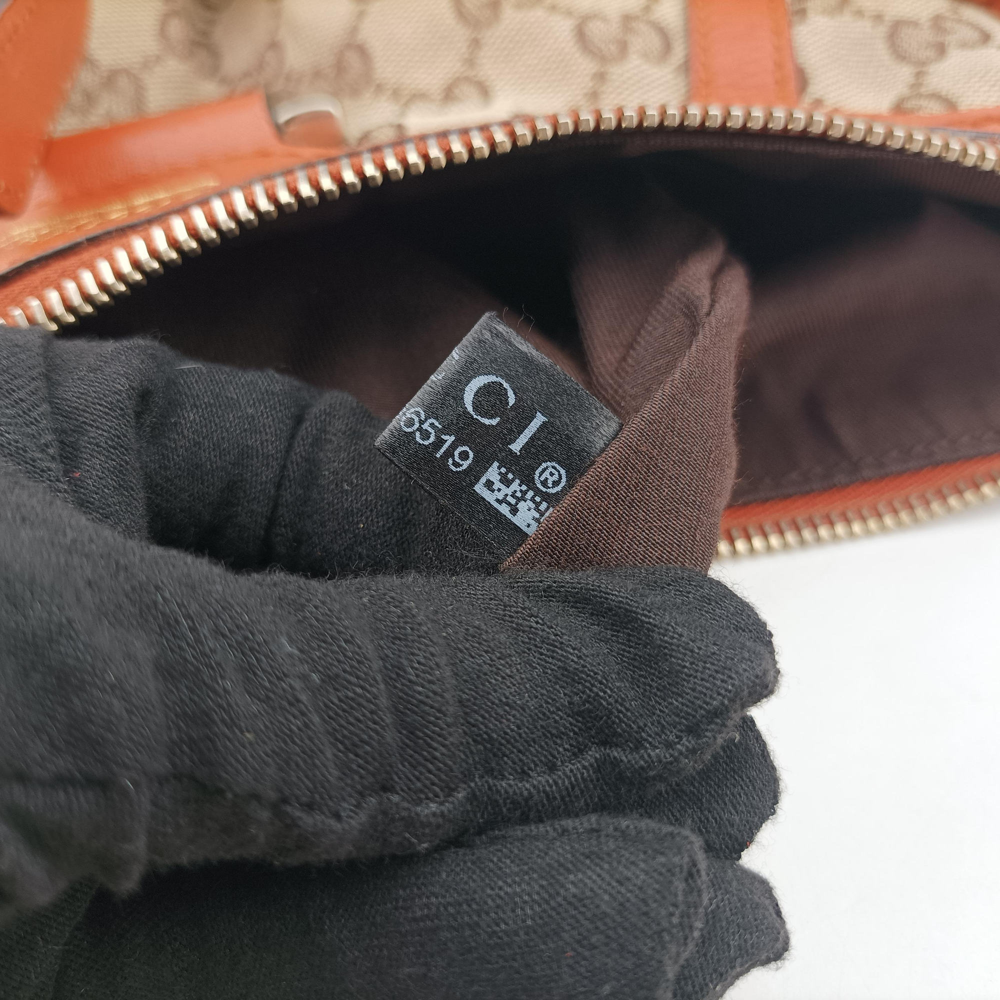 Pre-owned Gucci Abbey line Orange×Brown canvas×leather 203257 shoulderbag | stylenewstar