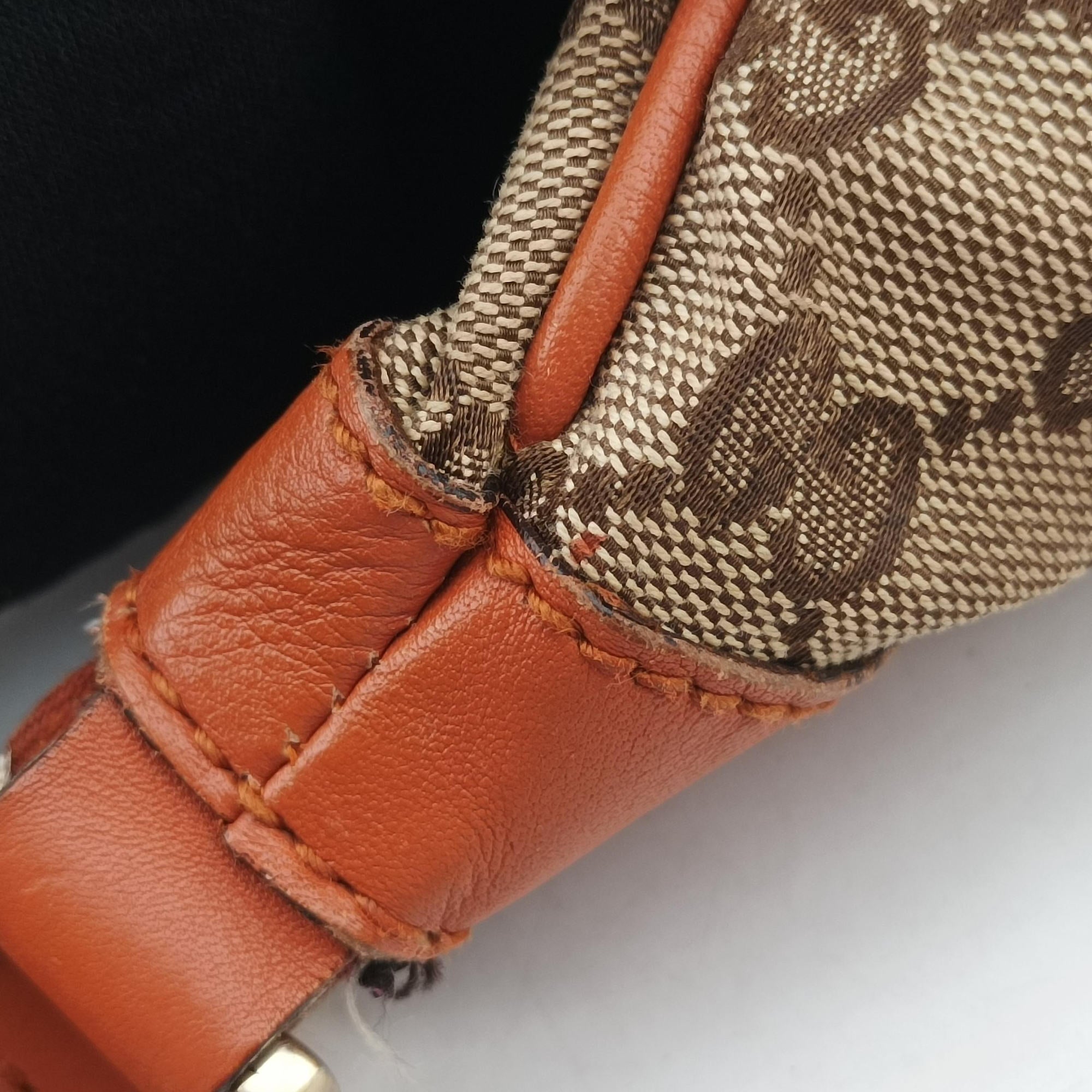 Pre-owned Gucci Abbey line Orange×Brown canvas×leather 203257 shoulderbag | stylenewstar