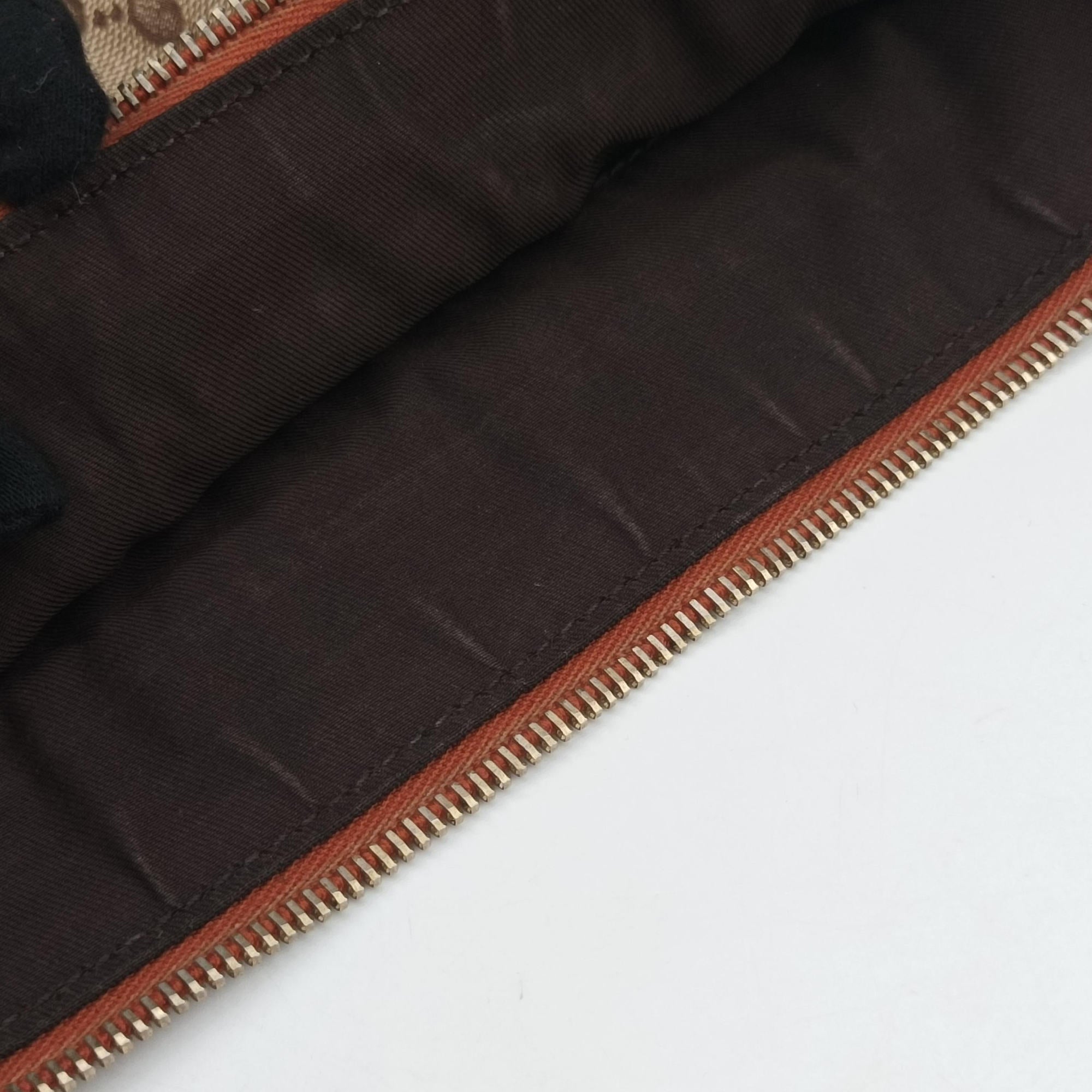 Pre-owned Gucci Abbey line Orange×Brown canvas×leather 203257 shoulderbag | stylenewstar