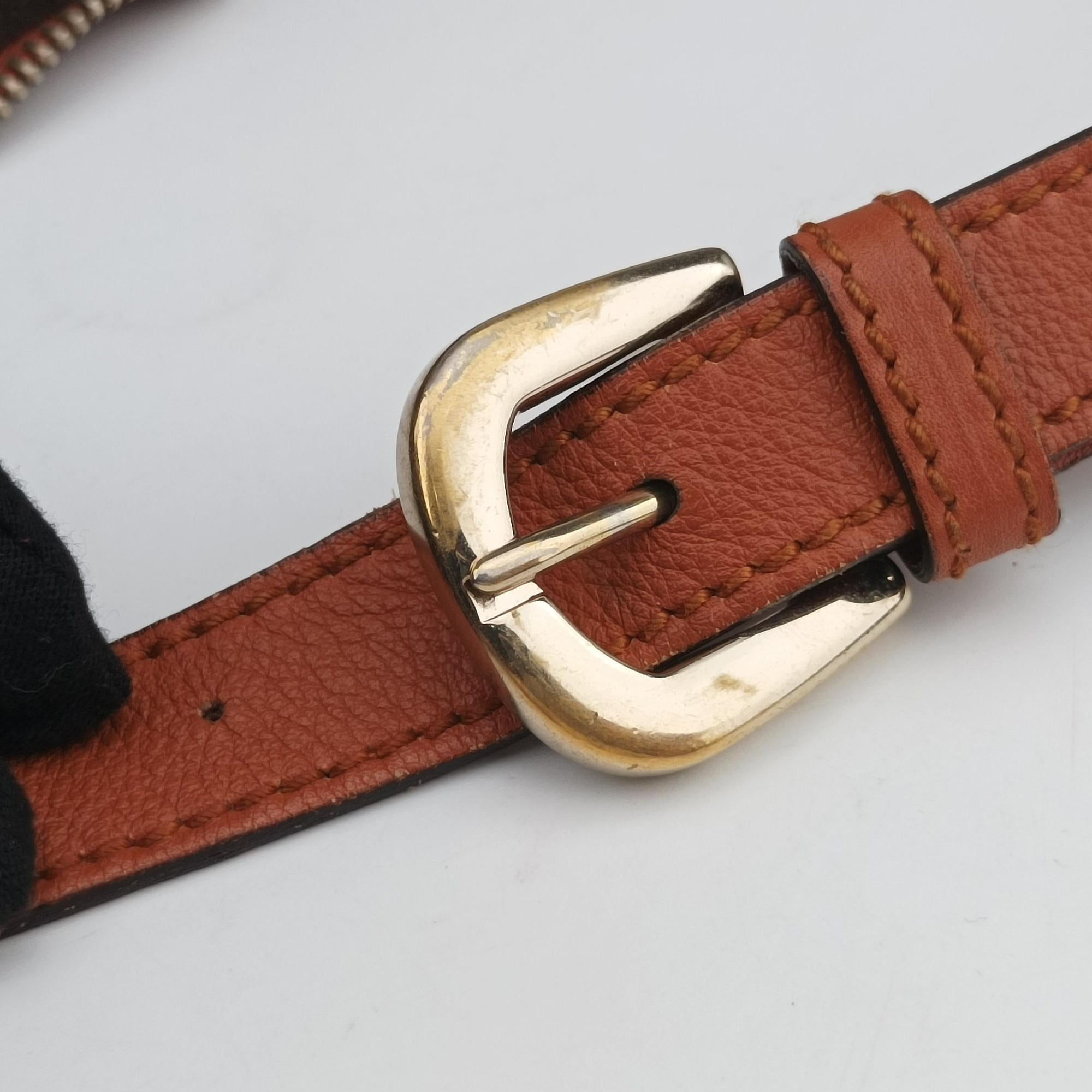 Pre-owned Gucci Abbey line Orange×Brown canvas×leather 203257 shoulderbag | stylenewstar