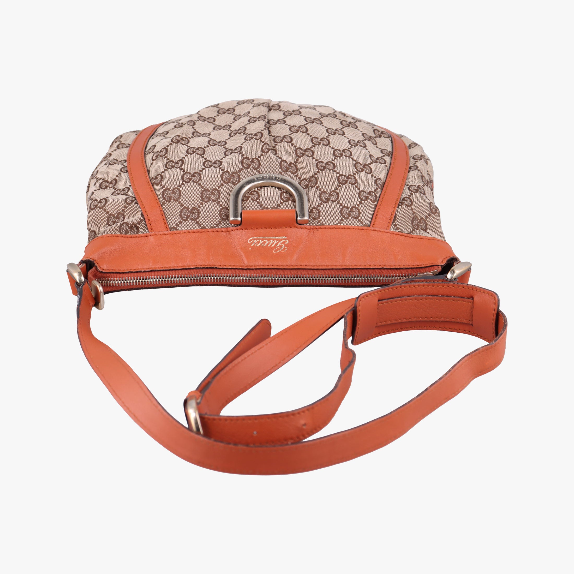 Pre-owned Gucci Abbey line Orange×Brown canvas×leather 203257 shoulderbag | stylenewstar
