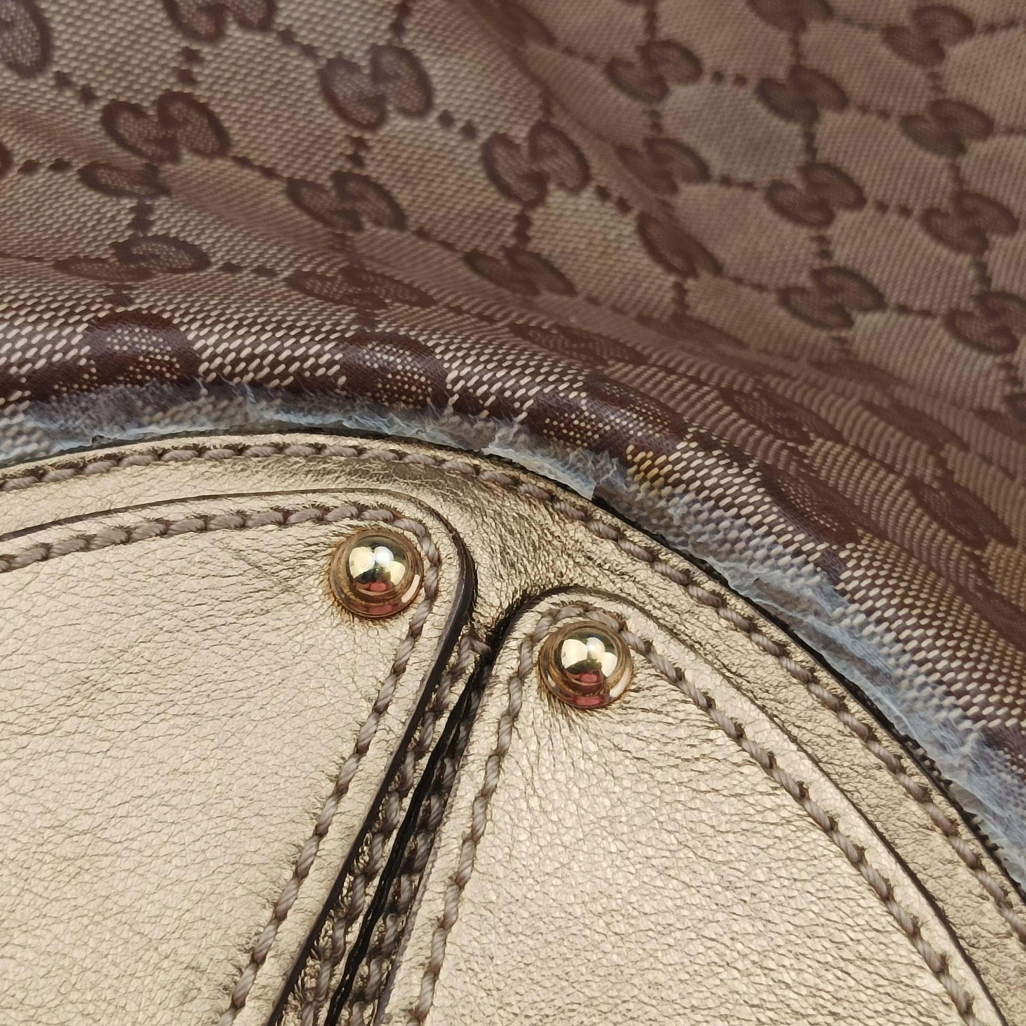 Pre-owned Gucci Indy Babouska Brown PVC coated canvas 185566 shoulderbag | stylenewstar