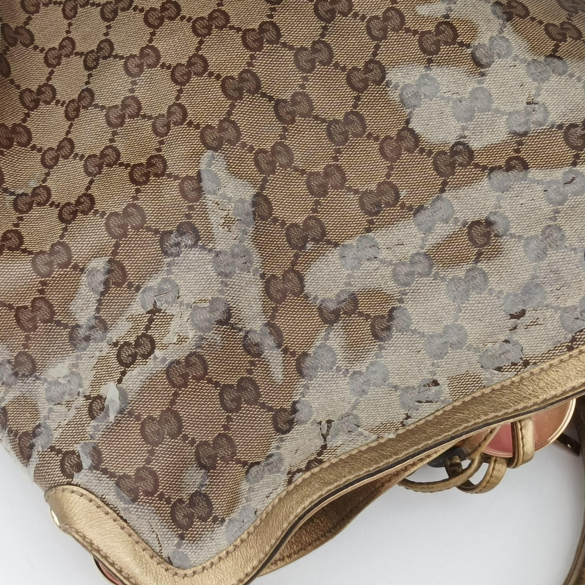 Pre-owned Gucci Indy Babouska Brown PVC coated canvas 185566 shoulderbag | stylenewstar