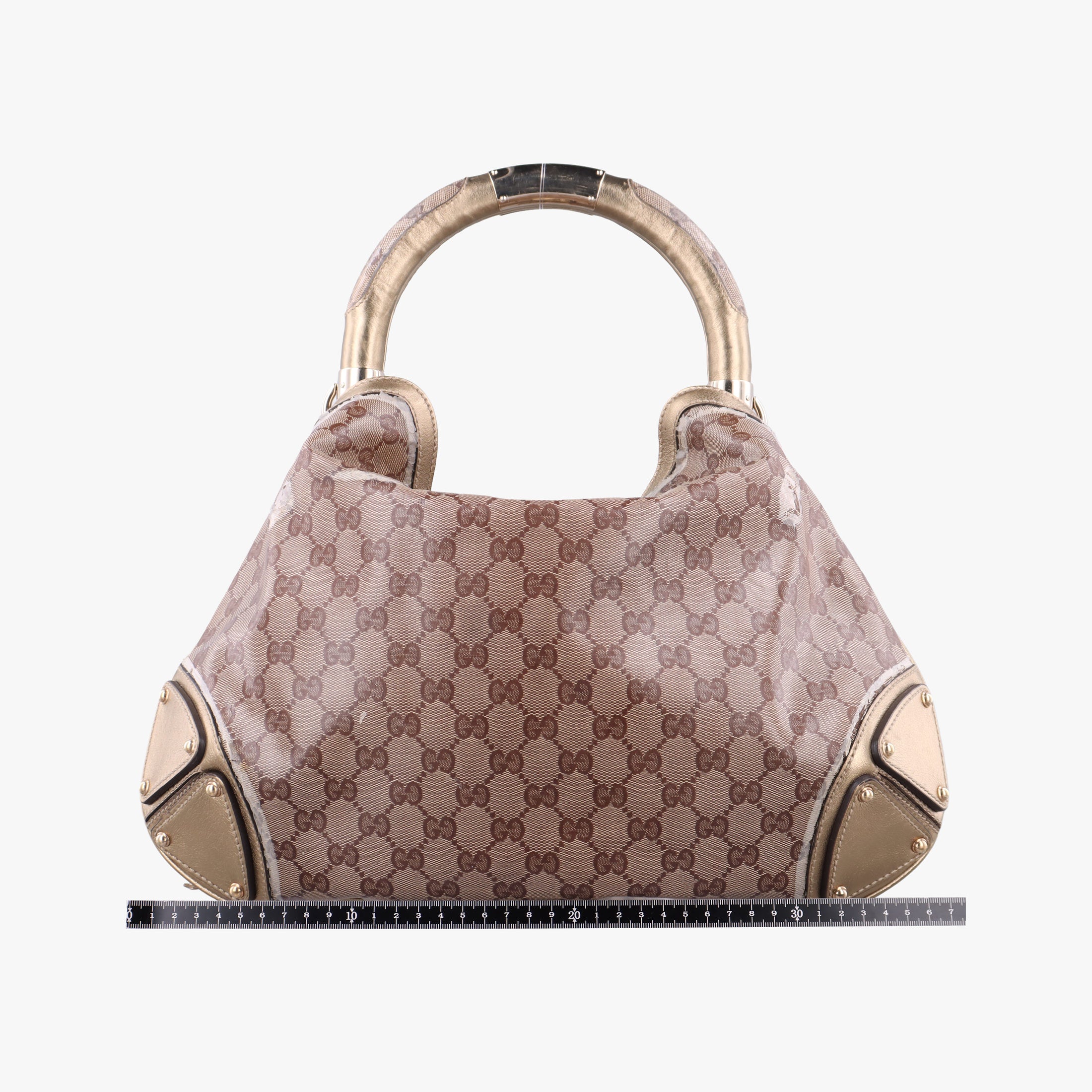 Pre-owned Gucci Indy Babouska Brown PVC coated canvas 185566 shoulderbag | stylenewstar