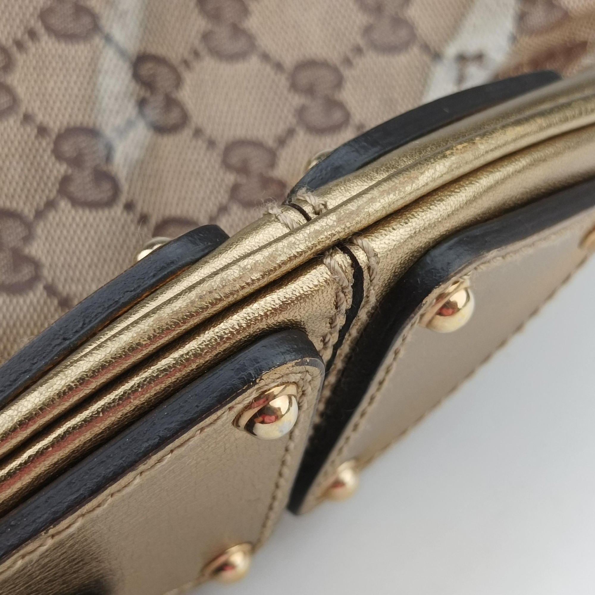 Pre-owned Gucci Indy Babouska Brown PVC coated canvas 185566 shoulderbag | stylenewstar