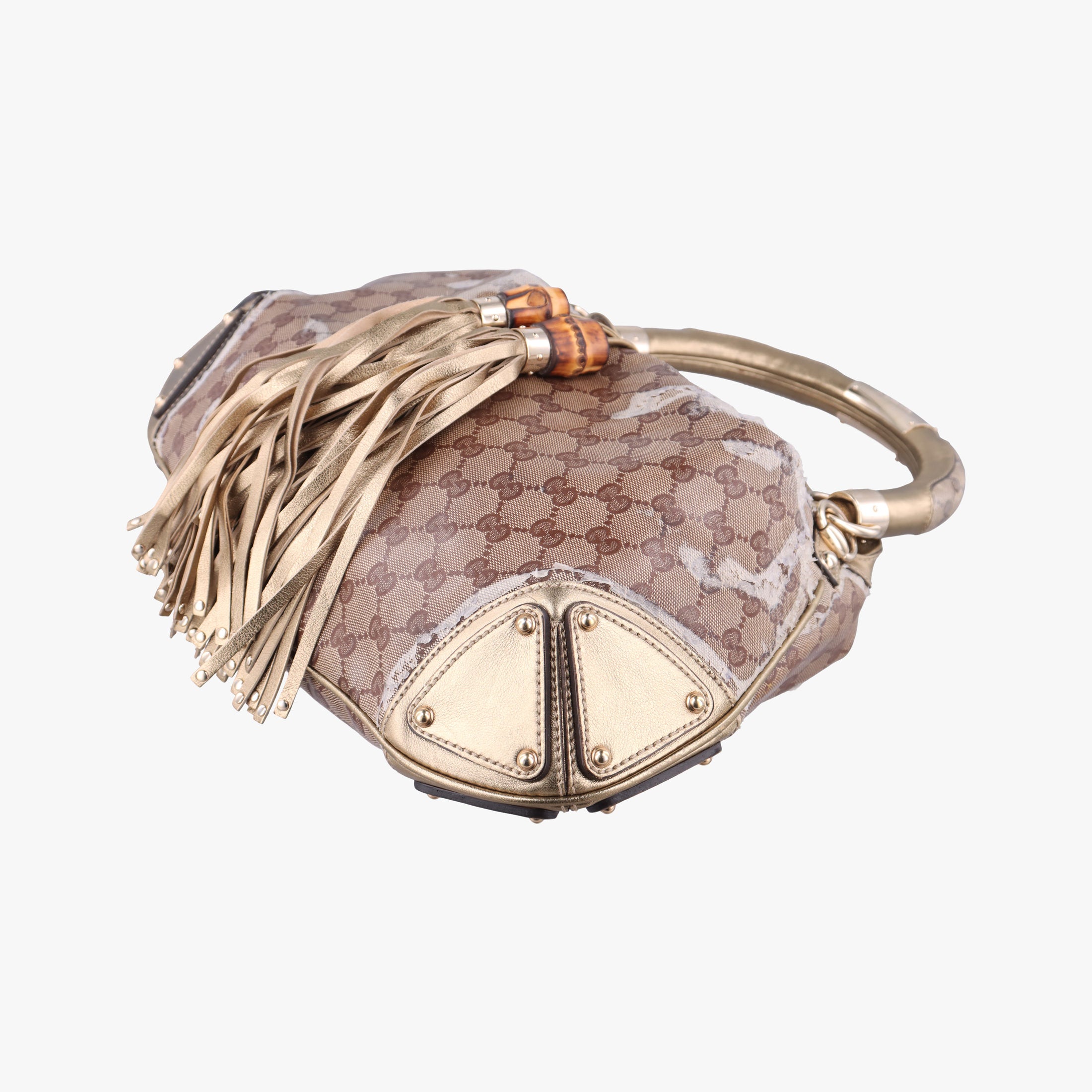 Pre-owned Gucci Indy Babouska Brown PVC coated canvas 185566 shoulderbag | stylenewstar