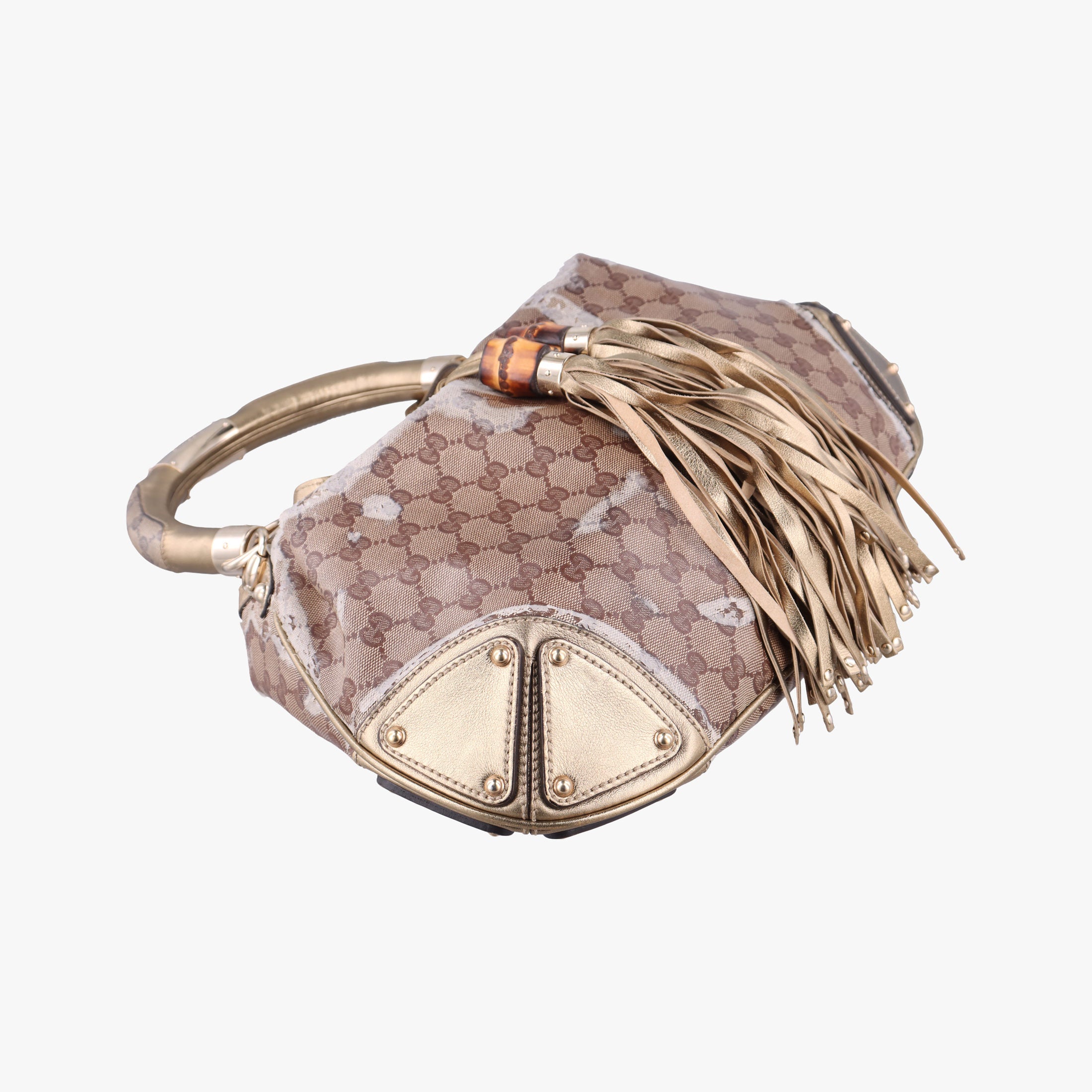 Pre-owned Gucci Indy Babouska Brown PVC coated canvas 185566 shoulderbag | stylenewstar