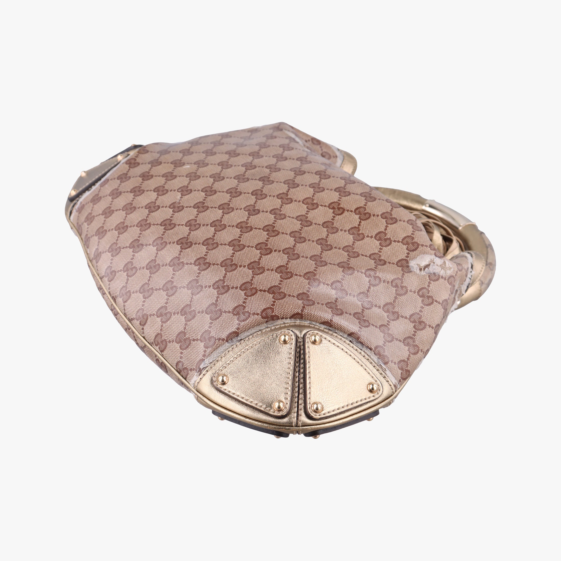 Pre-owned Gucci Indy Babouska Brown PVC coated canvas 185566 shoulderbag | stylenewstar