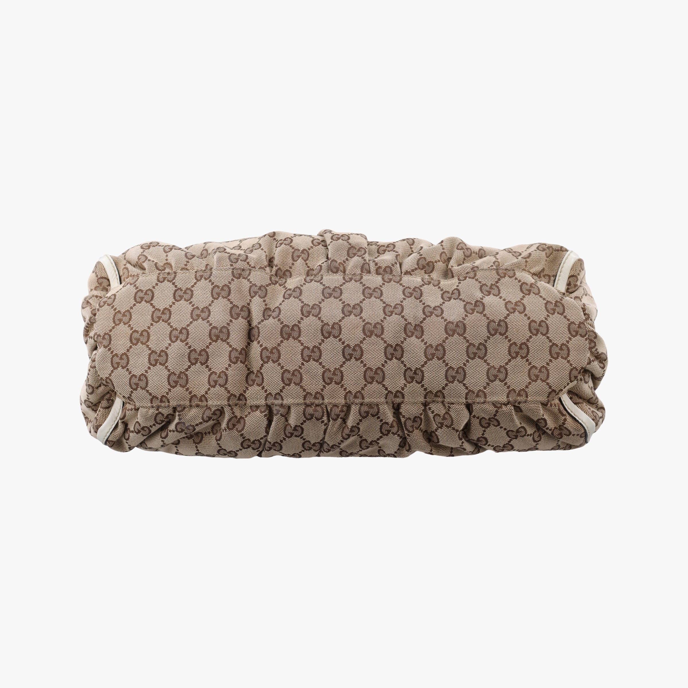 Pre-owned Gucci Abbey D-ring Hobo Beige×White canvas×leather 189833 handbag | stylenewstar