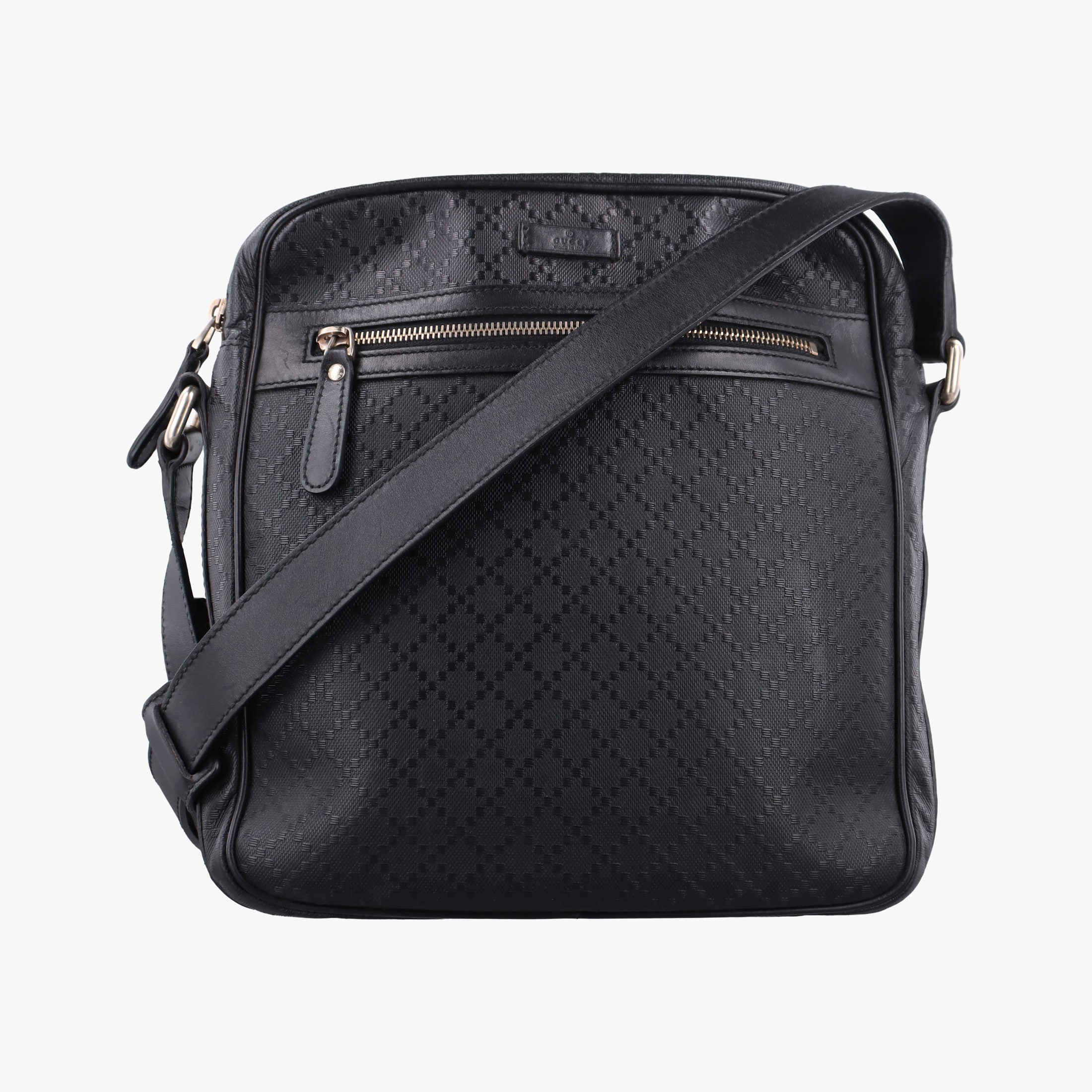 Vintage Gucci GG Imprime Messenger Black Leather 201448 shoulderbag | stylenewstar