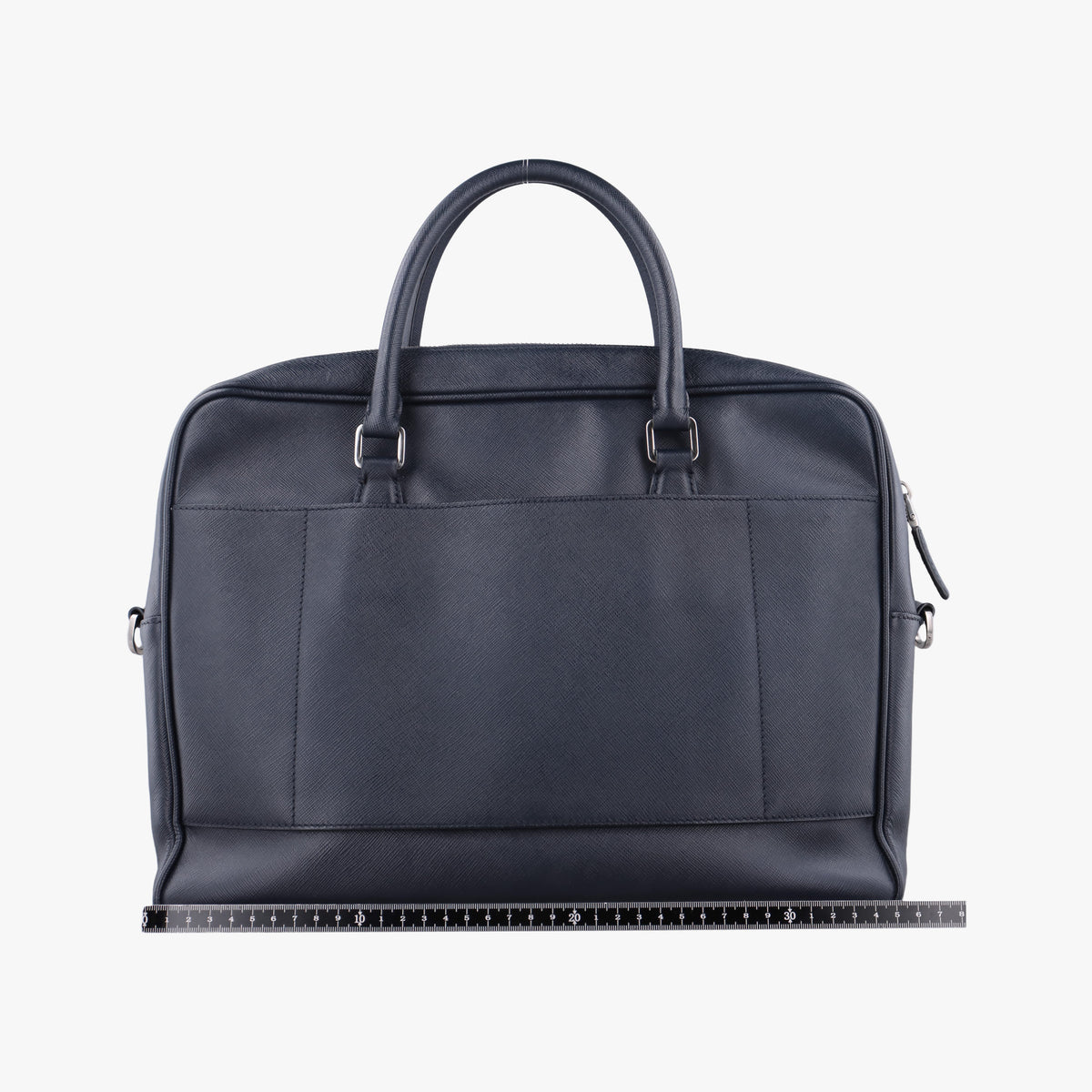 Pre-owned Prada Business Briefcase Navy SAFFIANO Leather 2VE011 shoulderbag | stylenewstar