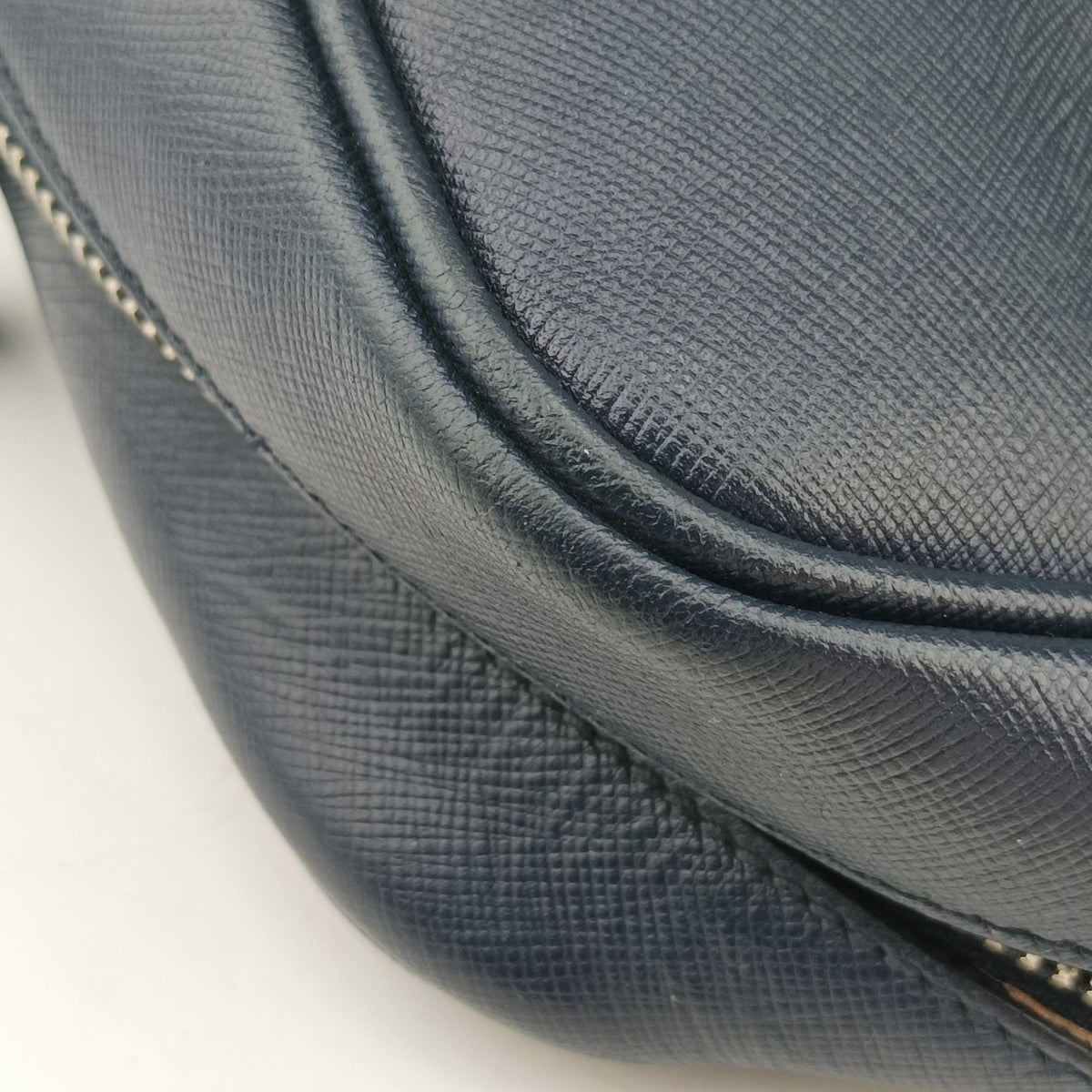 Pre-owned Prada Business Briefcase Navy SAFFIANO Leather 2VE011 shoulderbag | stylenewstar