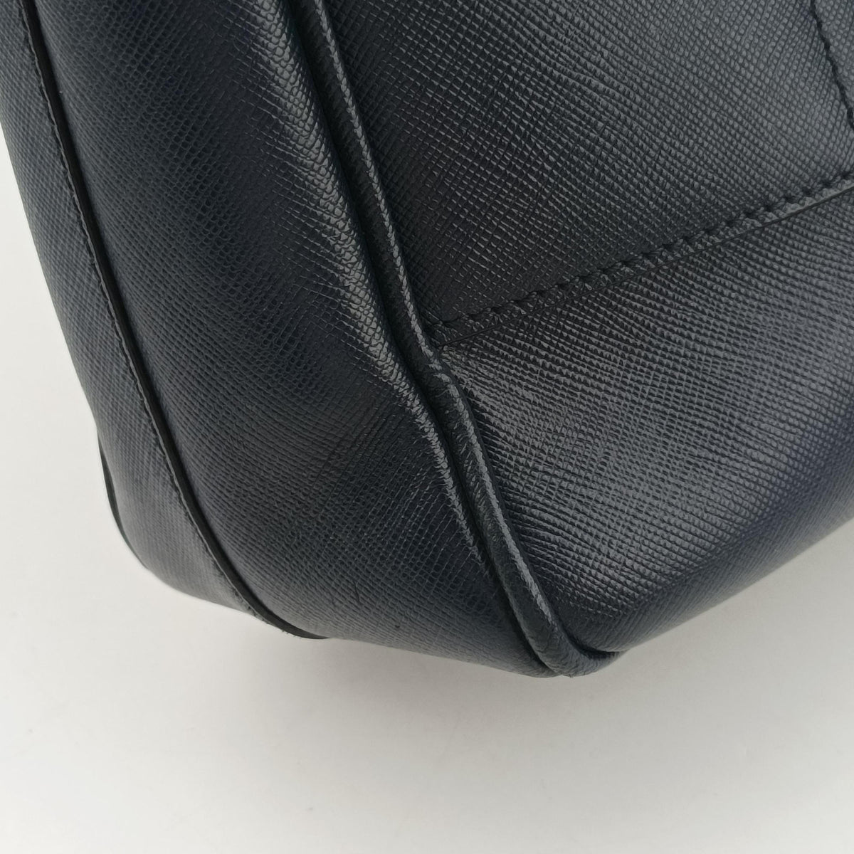 Pre-owned Prada Business Briefcase Navy SAFFIANO Leather 2VE011 shoulderbag | stylenewstar
