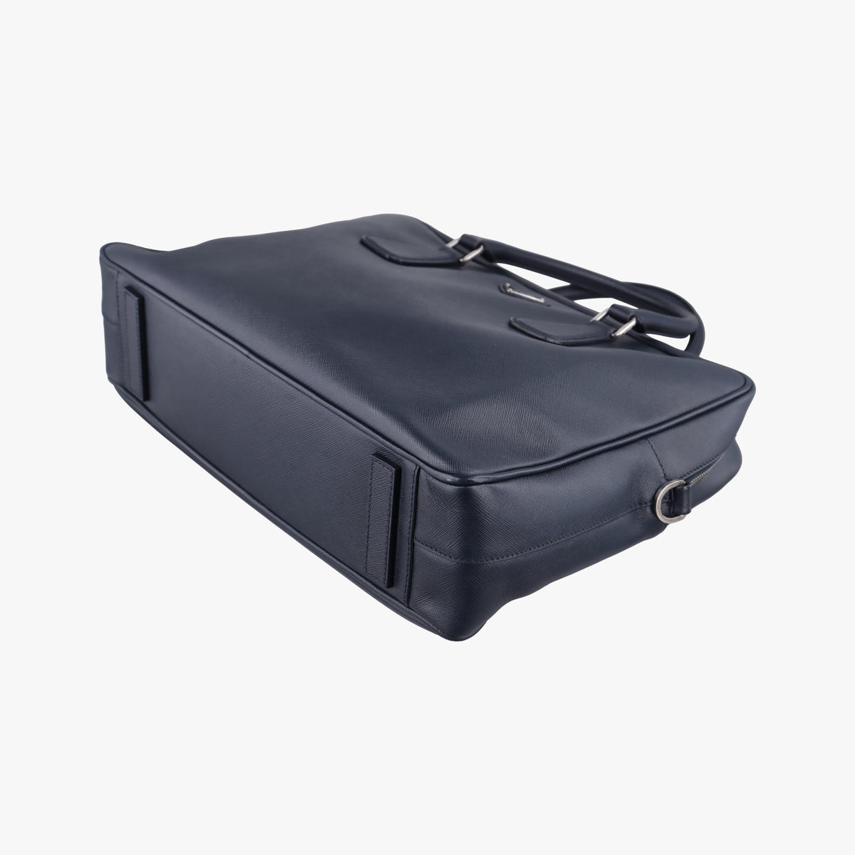 Pre-owned Prada Business Briefcase Navy SAFFIANO Leather 2VE011 shoulderbag | stylenewstar