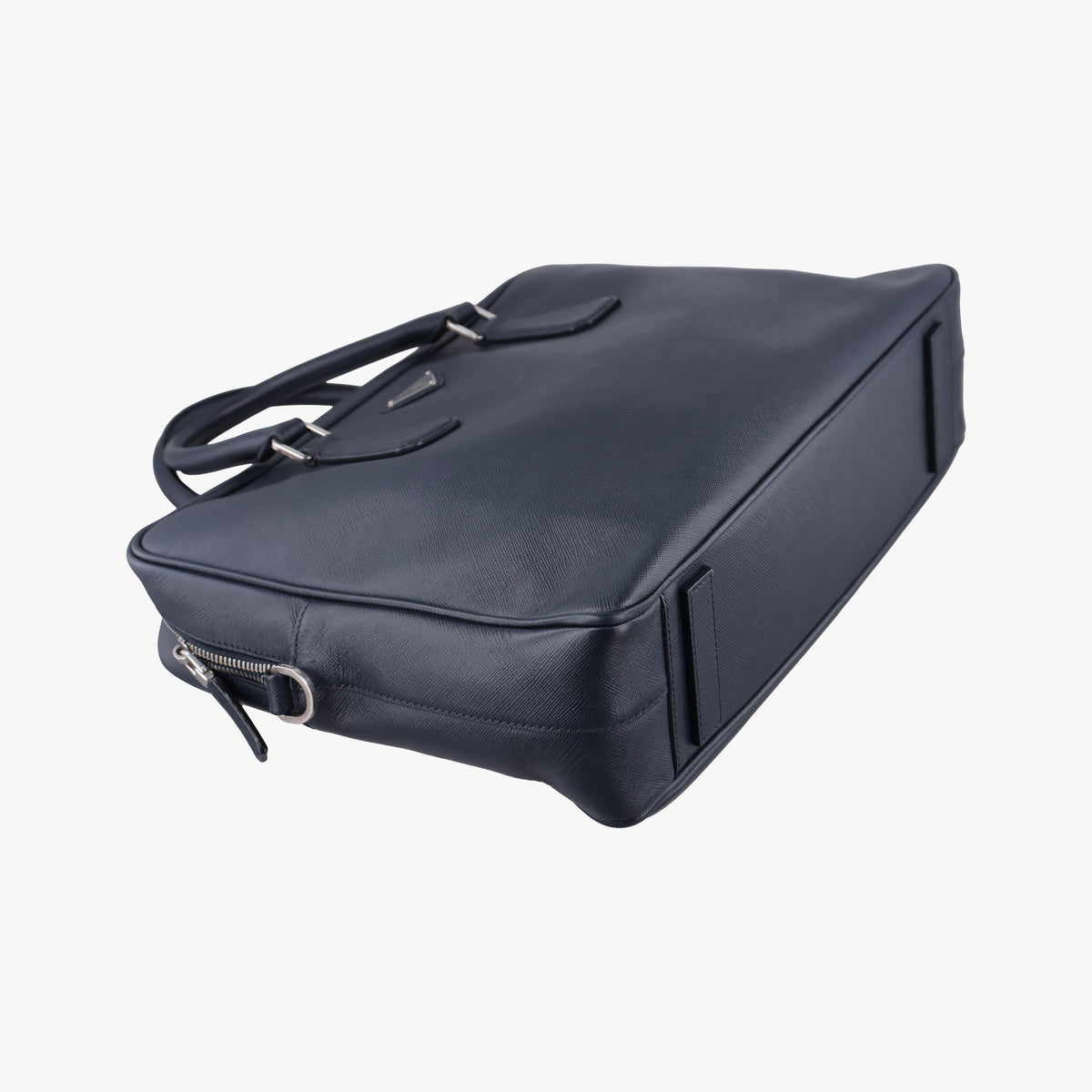 Pre-owned Prada Business Briefcase Navy SAFFIANO Leather 2VE011 shoulderbag | stylenewstar