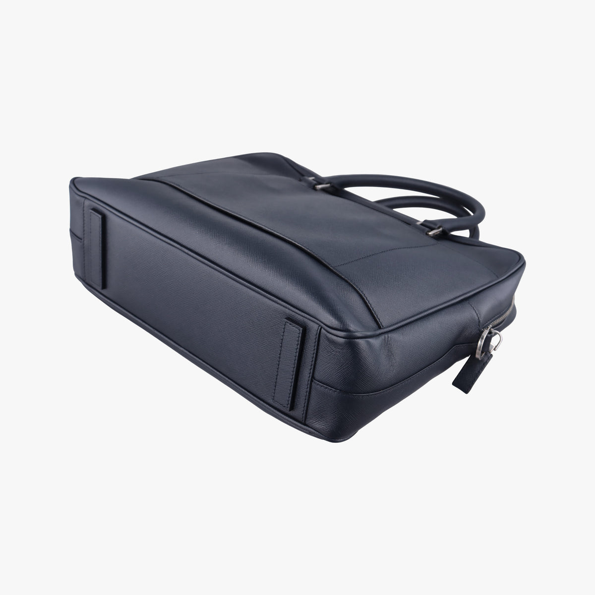 Pre-owned Prada Business Briefcase Navy SAFFIANO Leather 2VE011 shoulderbag | stylenewstar