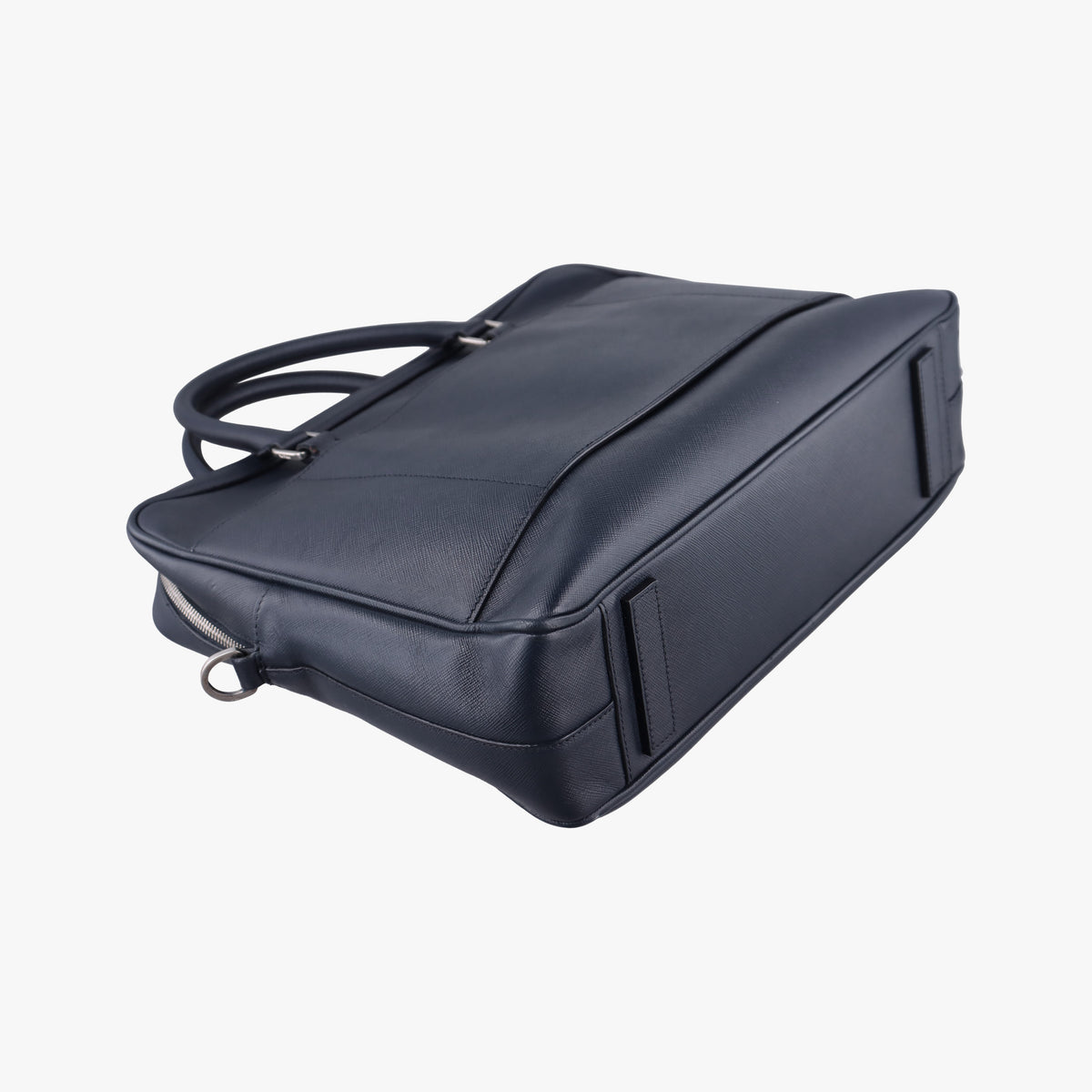 Pre-owned Prada Business Briefcase Navy SAFFIANO Leather 2VE011 shoulderbag | stylenewstar