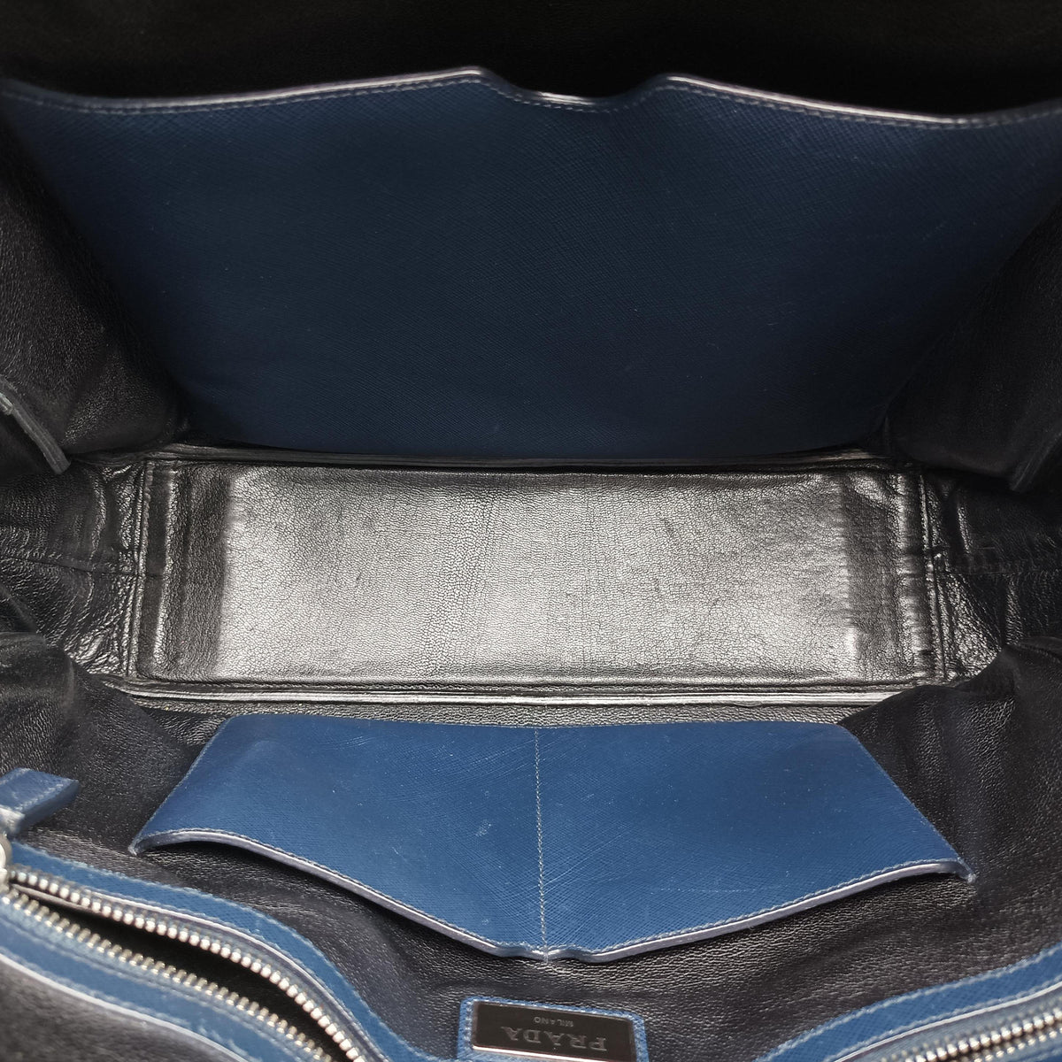 Pre-owned Prada Business Briefcase Navy SAFFIANO Leather 2VE011 shoulderbag | stylenewstar