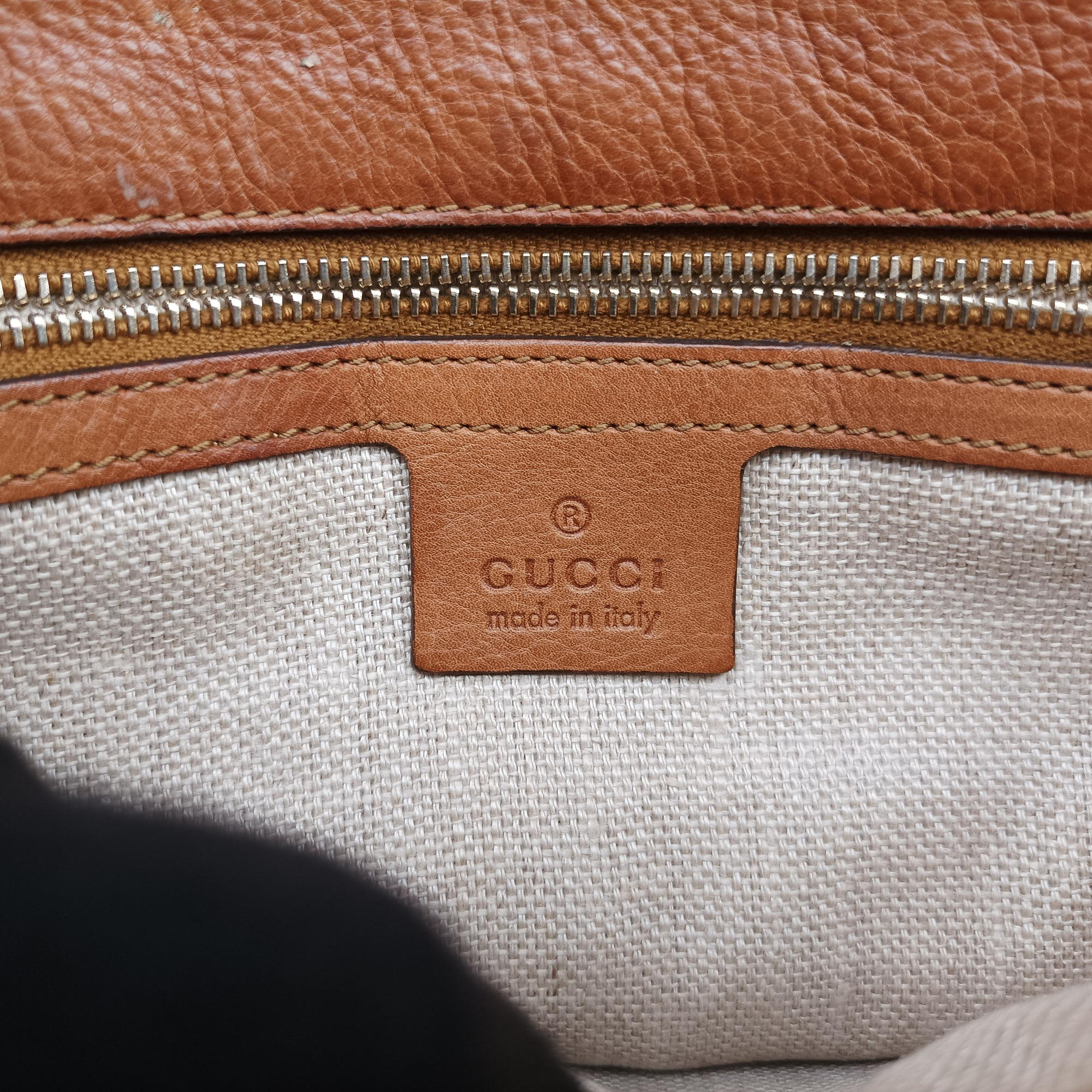 Pre-owned Gucci Marrakech Messenger Beige x Brown canvas x Leather 257024 shoulderbag | stylenewstar