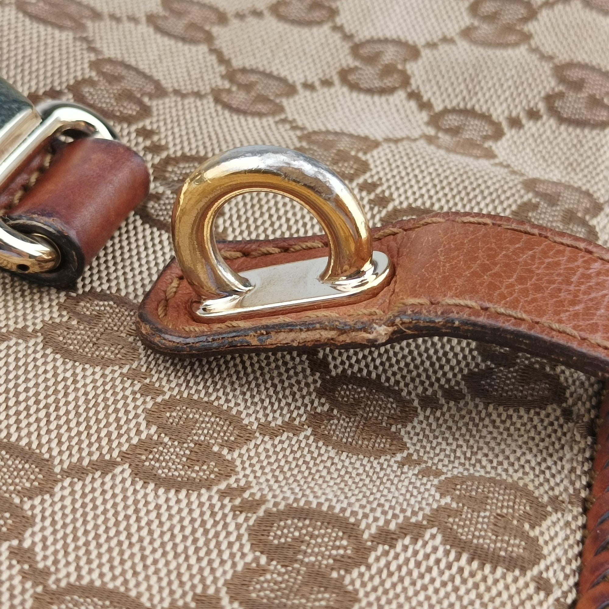 Pre-owned Gucci Marrakech Messenger Beige x Brown canvas x Leather 257024 shoulderbag | stylenewstar