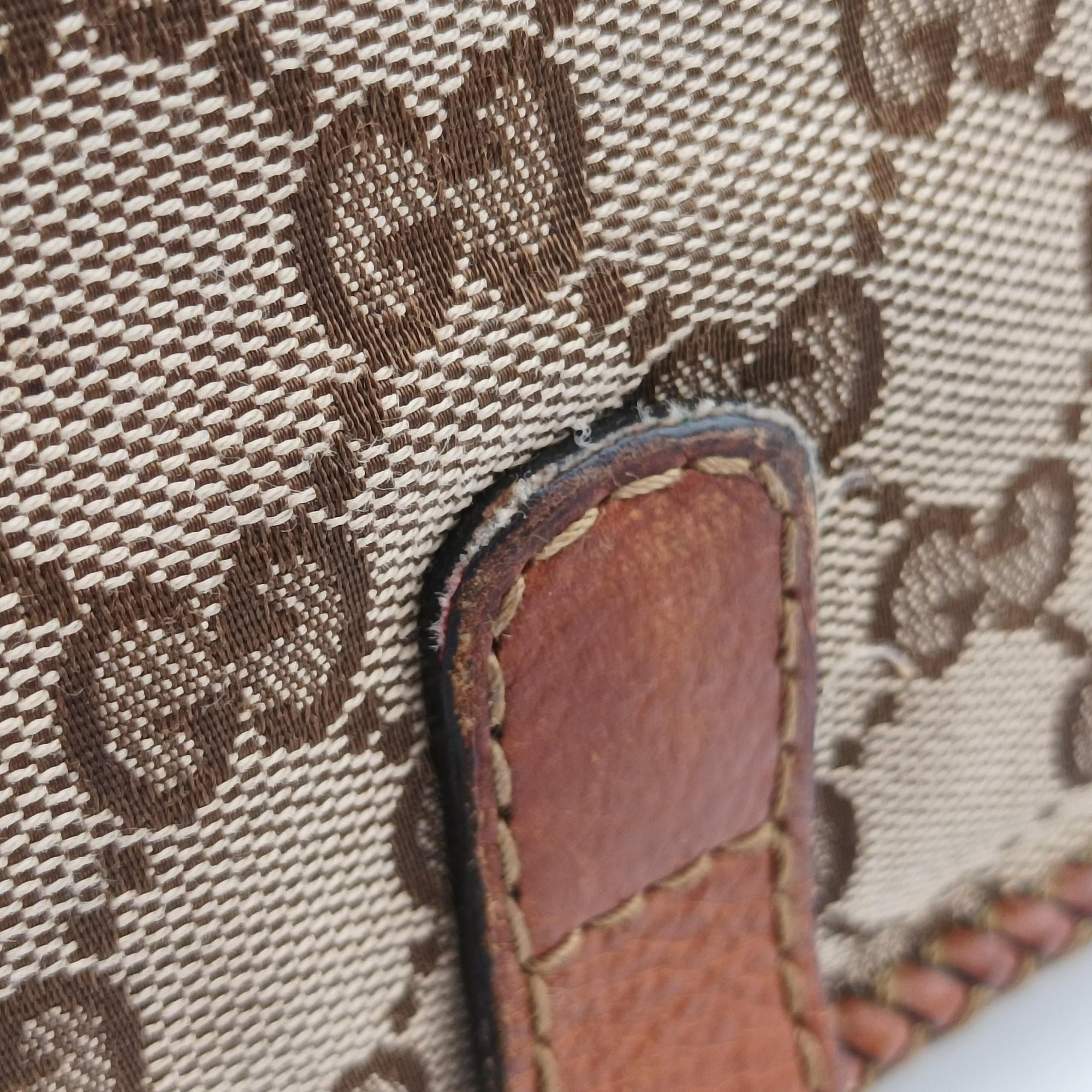 Pre-owned Gucci Marrakech Messenger Beige x Brown canvas x Leather 257024 shoulderbag | stylenewstar