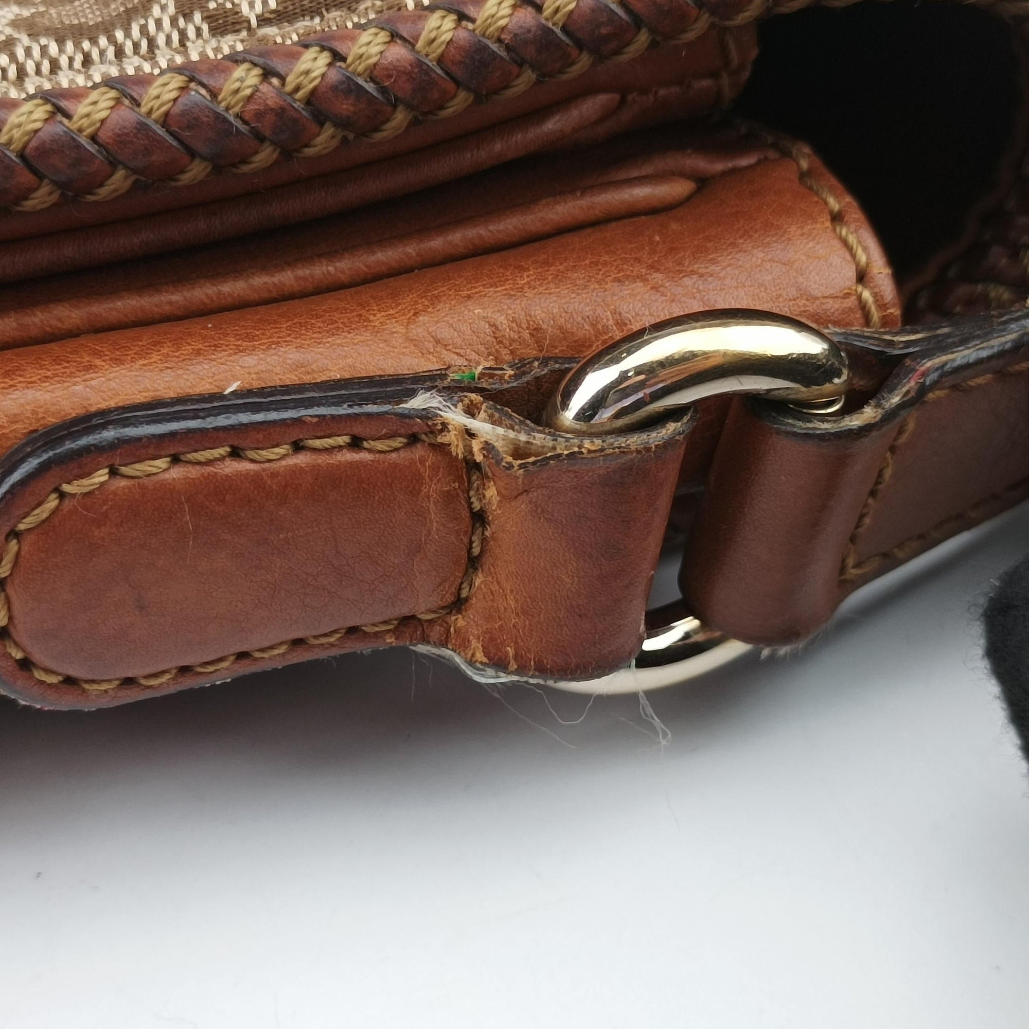 Pre-owned Gucci Marrakech Messenger Beige x Brown canvas x Leather 257024 shoulderbag | stylenewstar