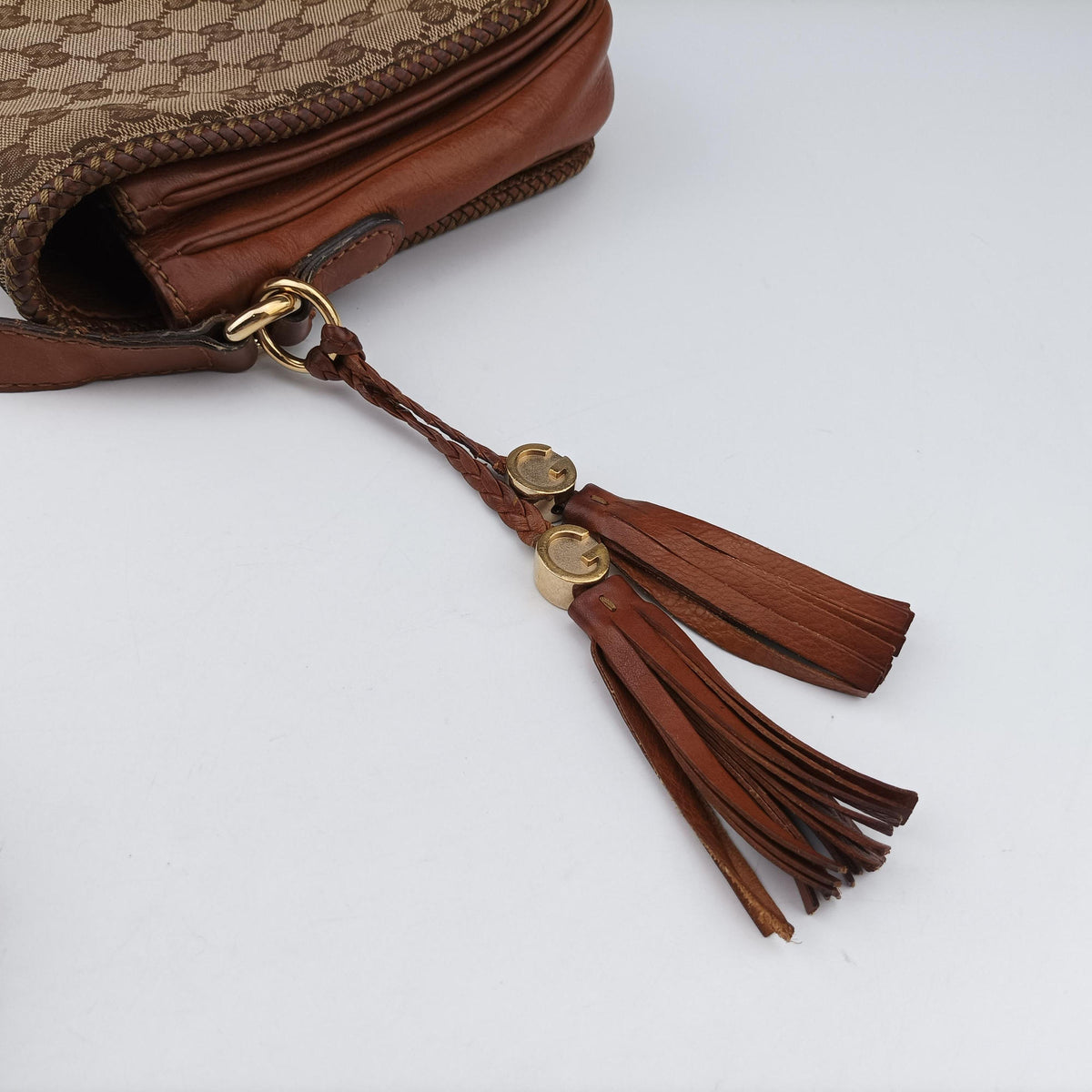 Pre-owned Gucci Marrakech Messenger Beige x Brown canvas x Leather 257024 shoulderbag | stylenewstar